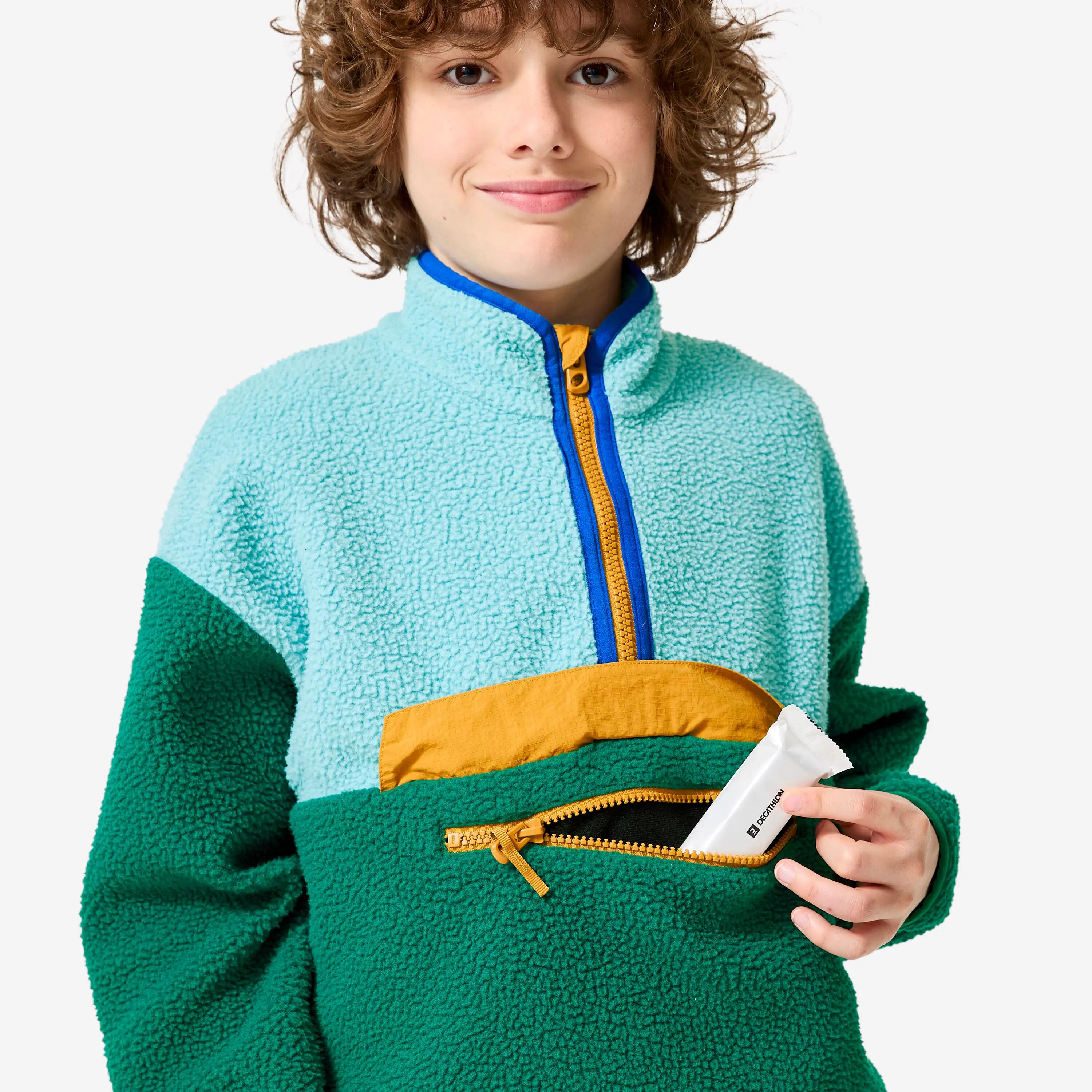 Kids’ Sherpa Half-Zip Fleece, 7-15 years, NH500 - Blue -  5