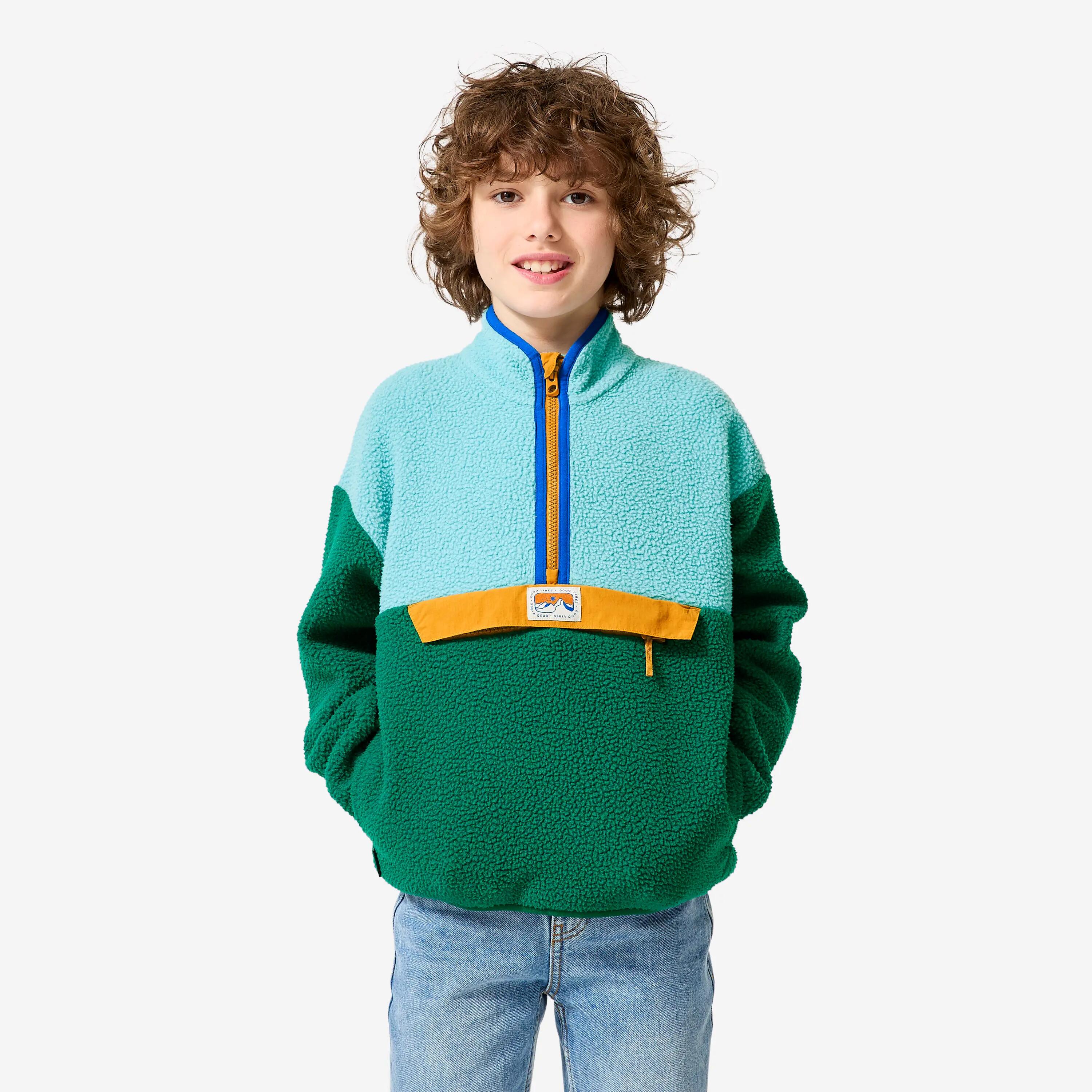 Kids’ Sherpa Half-Zip Fleece, 7-15 years, NH500 - Blue -  4