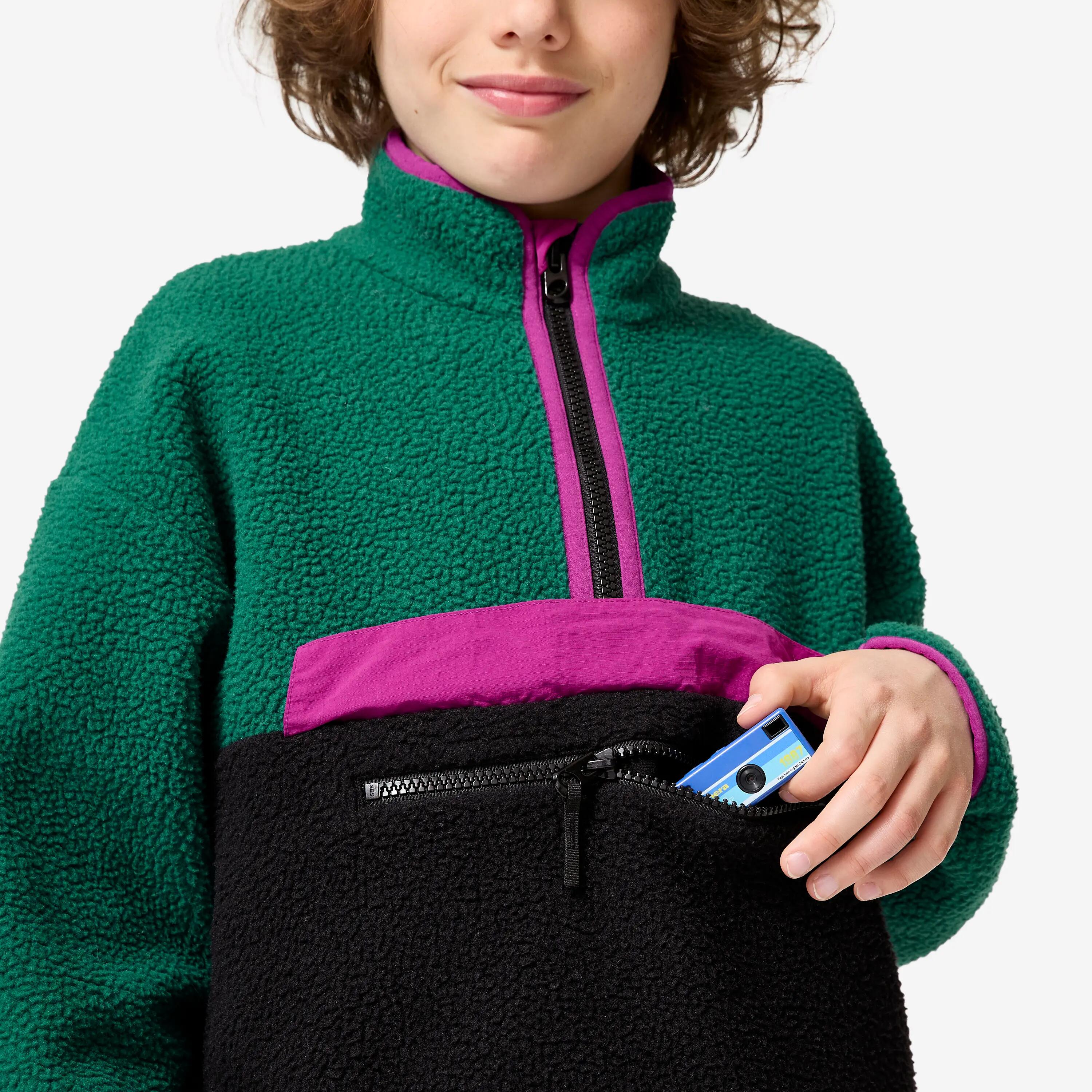 Kids’ Half-Zip Sherpa Fleece Sweater, NH 500 Age 7–15 8/14