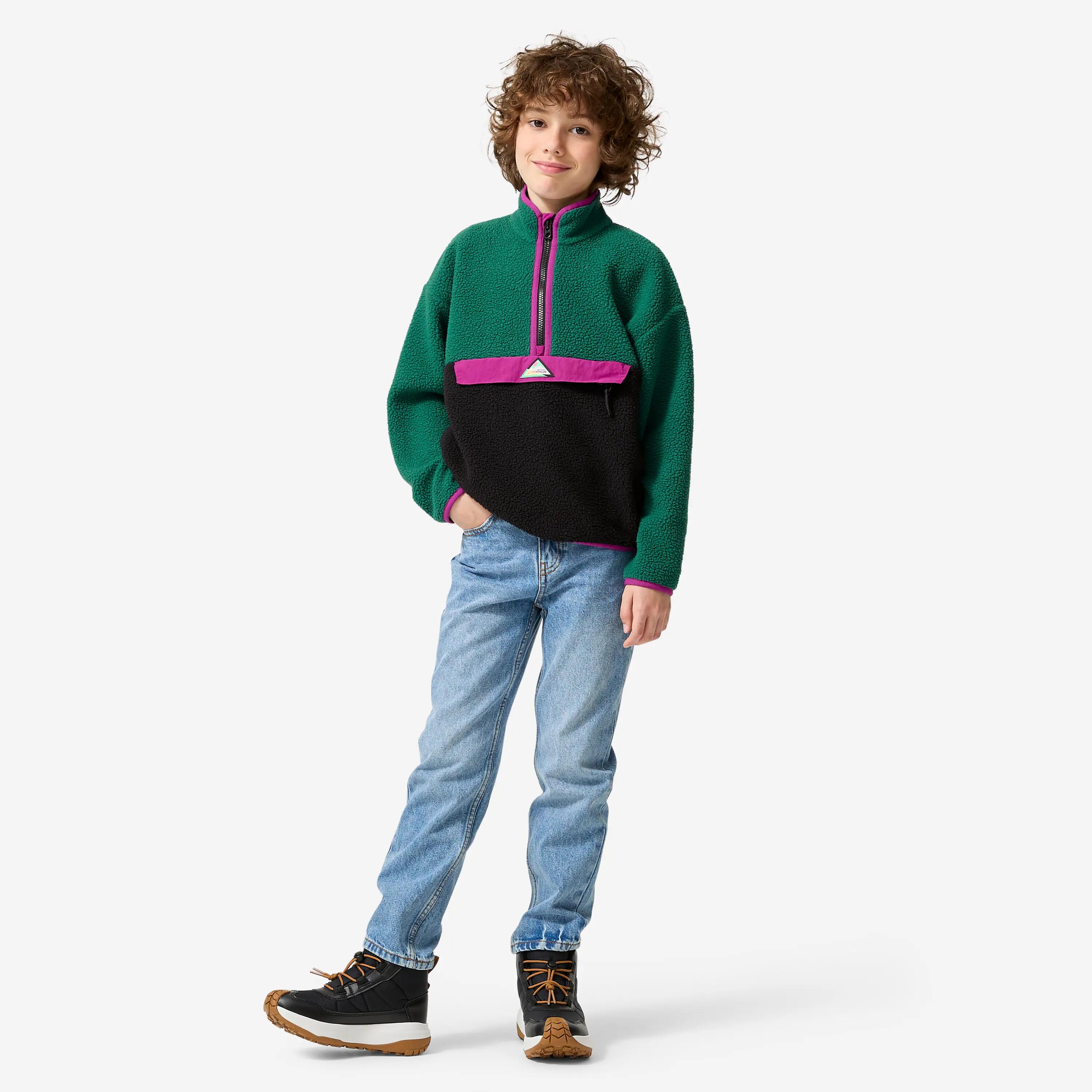 Kids’ Half-Zip Sherpa Fleece Sweater, NH 500 Age 7–15 3/14
