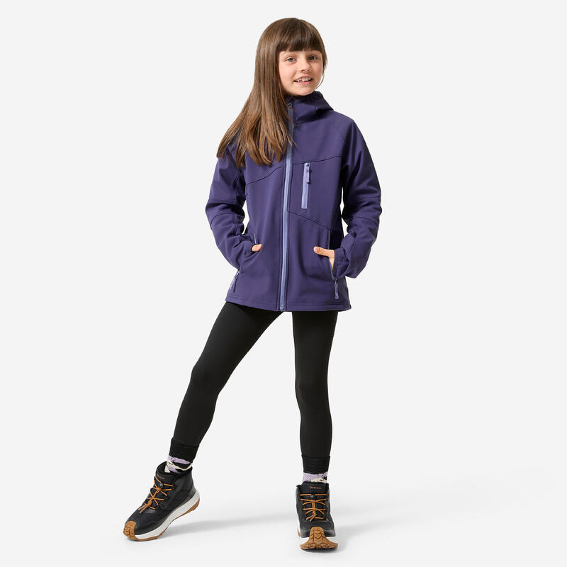 Geacă softshell de drumeție pentru copii 7-15 ani, hike 900 Negru