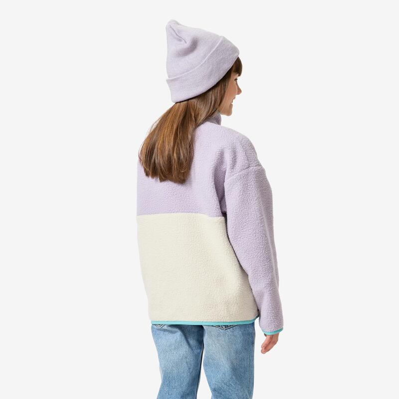 Çocuk Outdoor Polar Sweatshirt - 7/15 Yaş - Mor/Bej - NH500