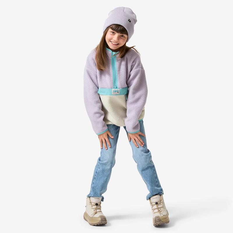 Çocuk Outdoor Polar Sweatshirt - 7/15 Yaş - Mor/Bej - NH500