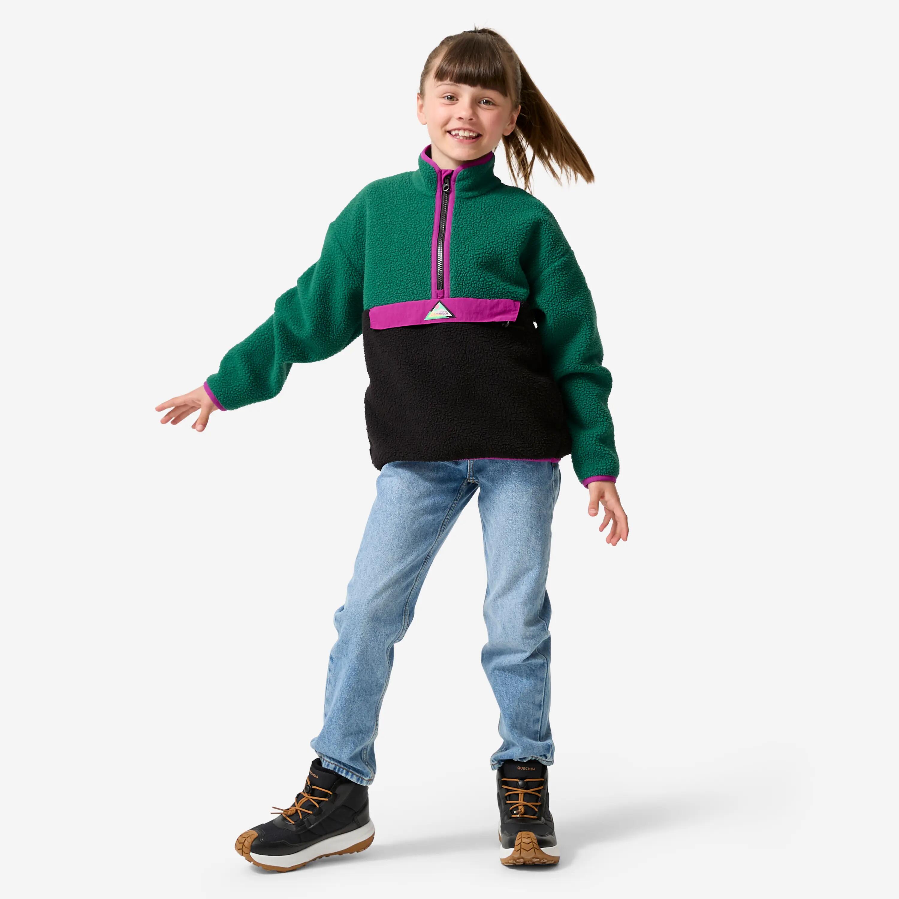 Kids’ Half-Zip Sherpa Fleece Sweater, NH 500 Age 7–15 13/14