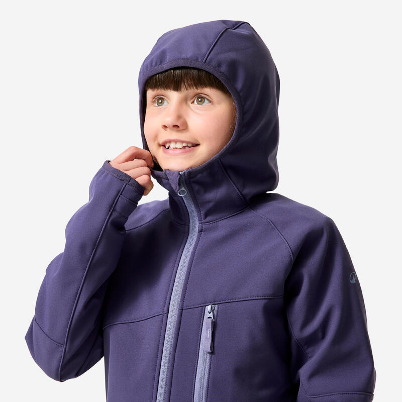 Geacă softshell de drumeție pentru copii 7-15 ani, hike 900 Negru