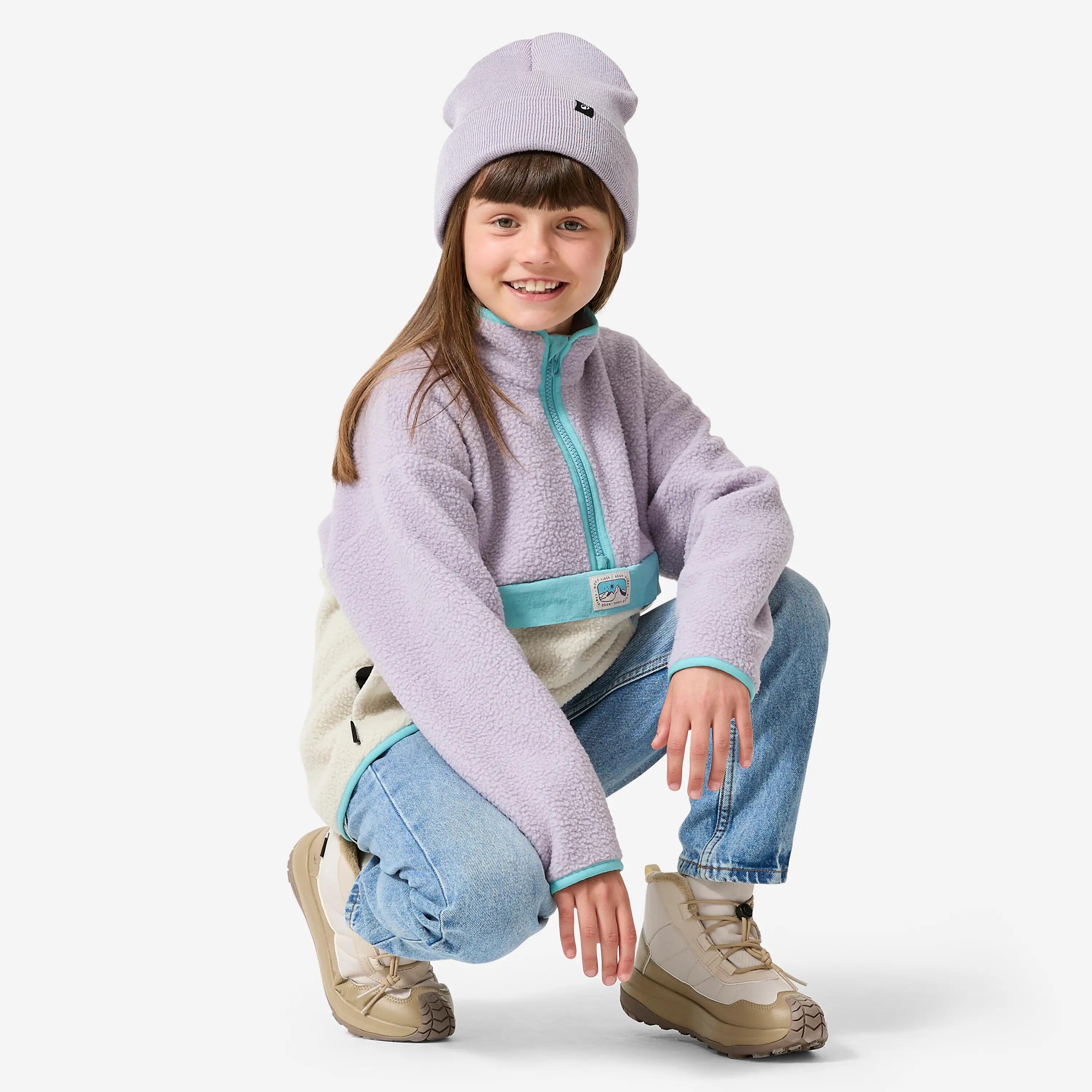 Forro polar sherpa 1/2 cremallera niños 7 a 15 años, NH500 violeta y beige  8/8