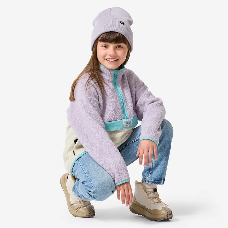 Çocuk Outdoor Polar Sweatshirt - 7/15 Yaş - Mor/Bej - NH500