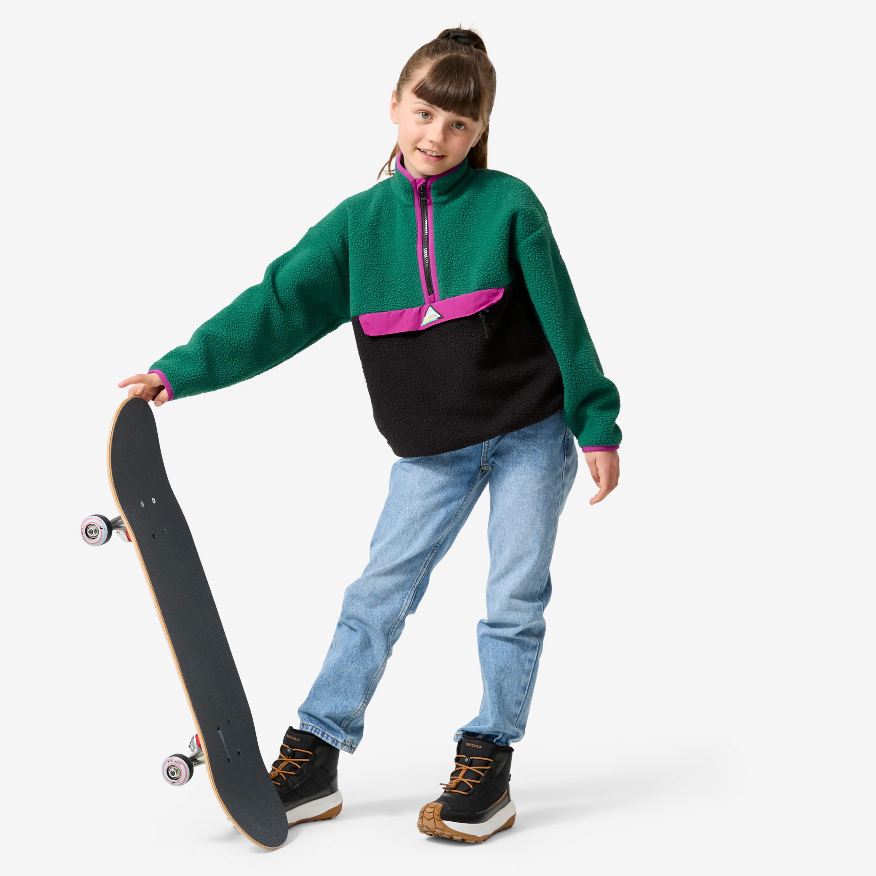 Kids’ Half-Zip Sherpa Fleece Sweater, NH 500 Age 7–15 2/14