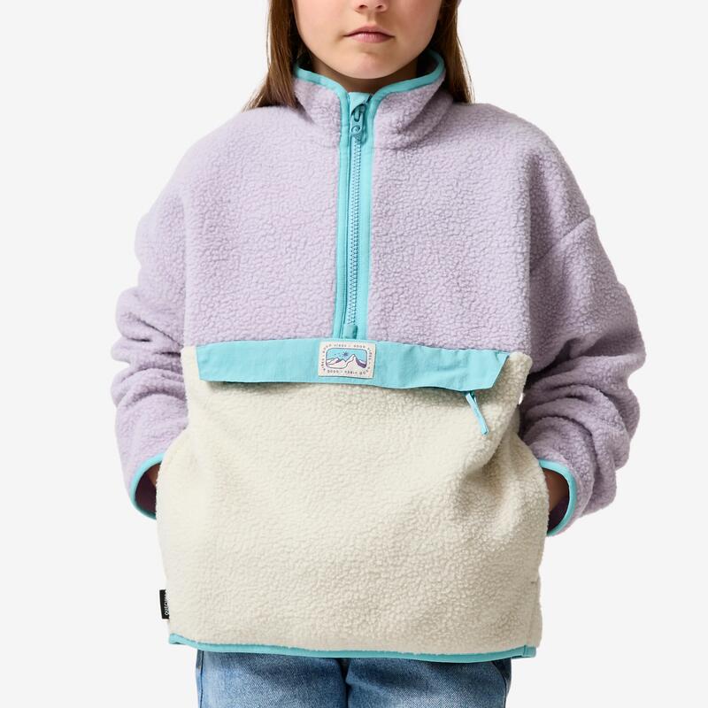 Çocuk Outdoor Polar Sweatshirt - 7/15 Yaş - Mor/Bej - NH500