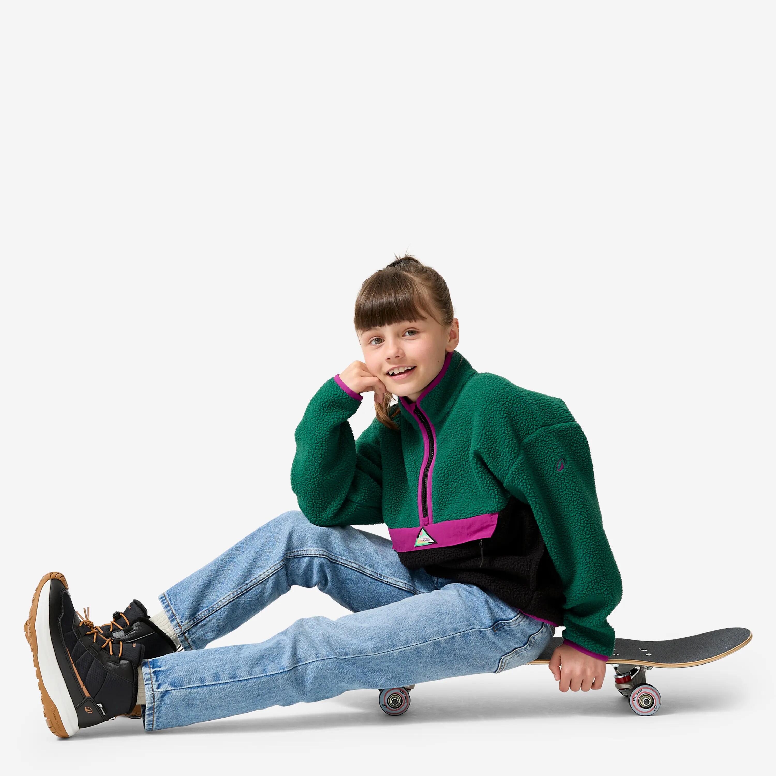 Kids’ Half-Zip Sherpa Fleece Sweater, NH 500 Age 7–15 14/14