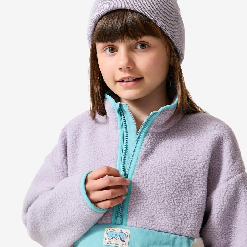 Çocuk Outdoor Polar Sweatshirt - 7/15 Yaş - Mor/Bej - NH500