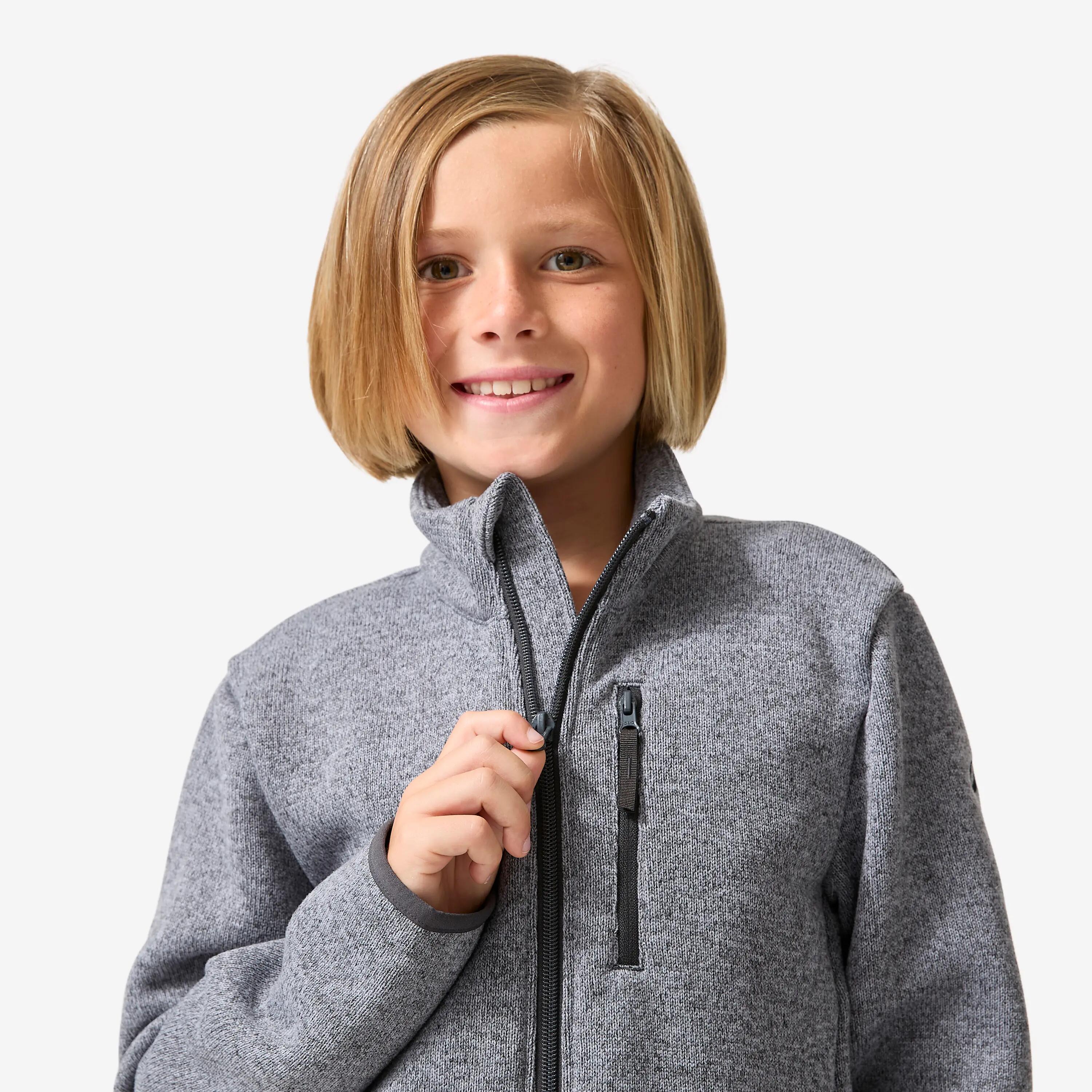 Kids Knitted Warm Fleece Jacket Grey MH500 7-15 Years -  4