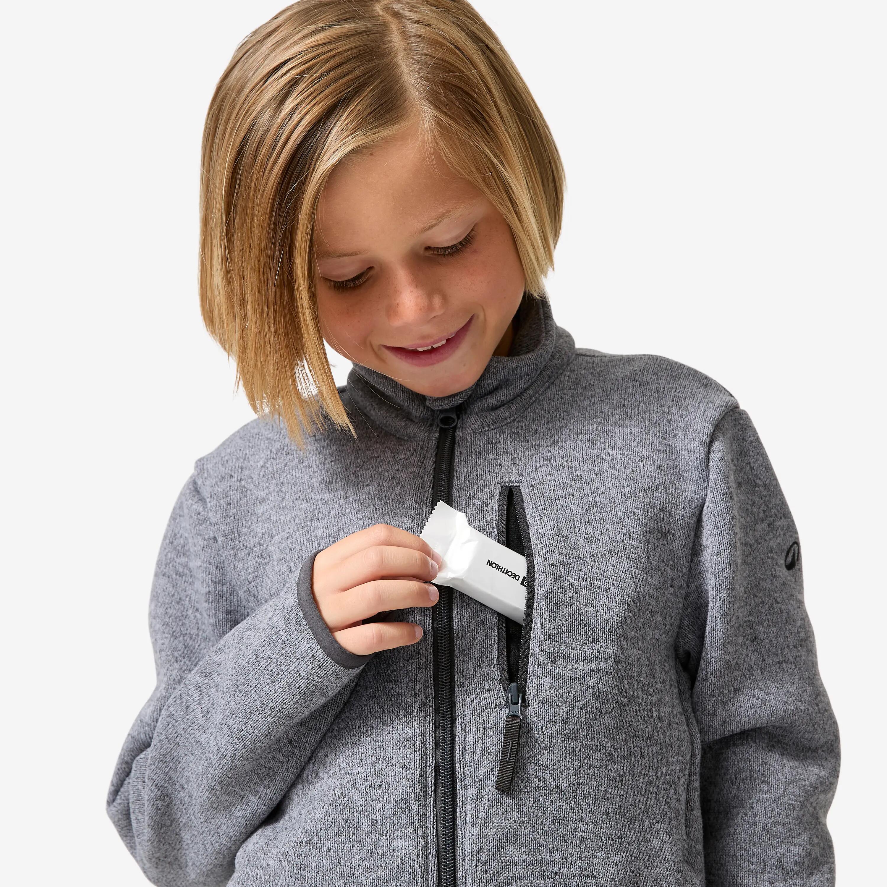 Kids Knitted Warm Fleece Jacket Grey MH500 7-15 Years -  5