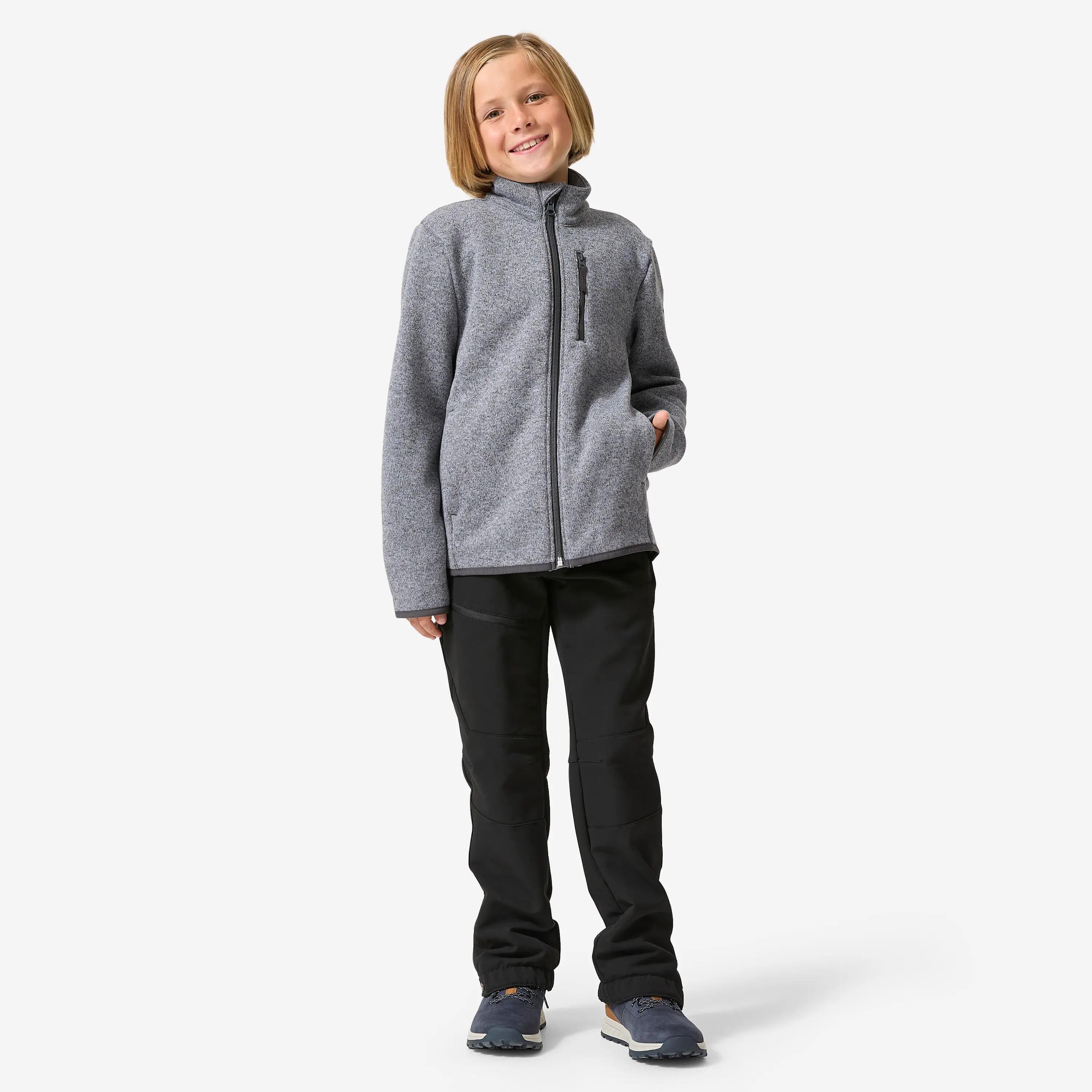 Kids Knitted Warm Fleece Jacket Grey MH500 7-15 Years -  2