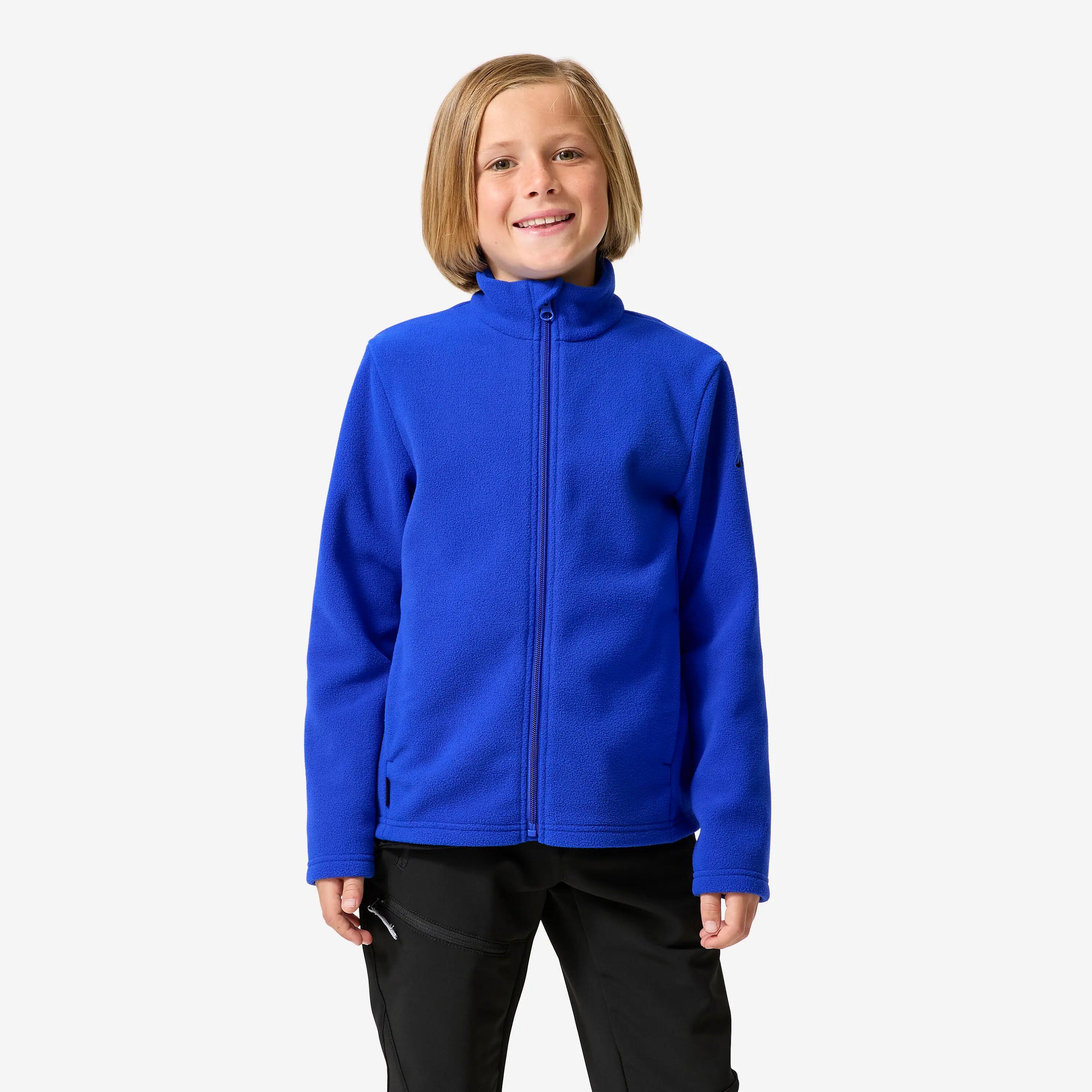 Kids Hiking Extra Warm Flece Jacket Electric Blue MH500 -  1