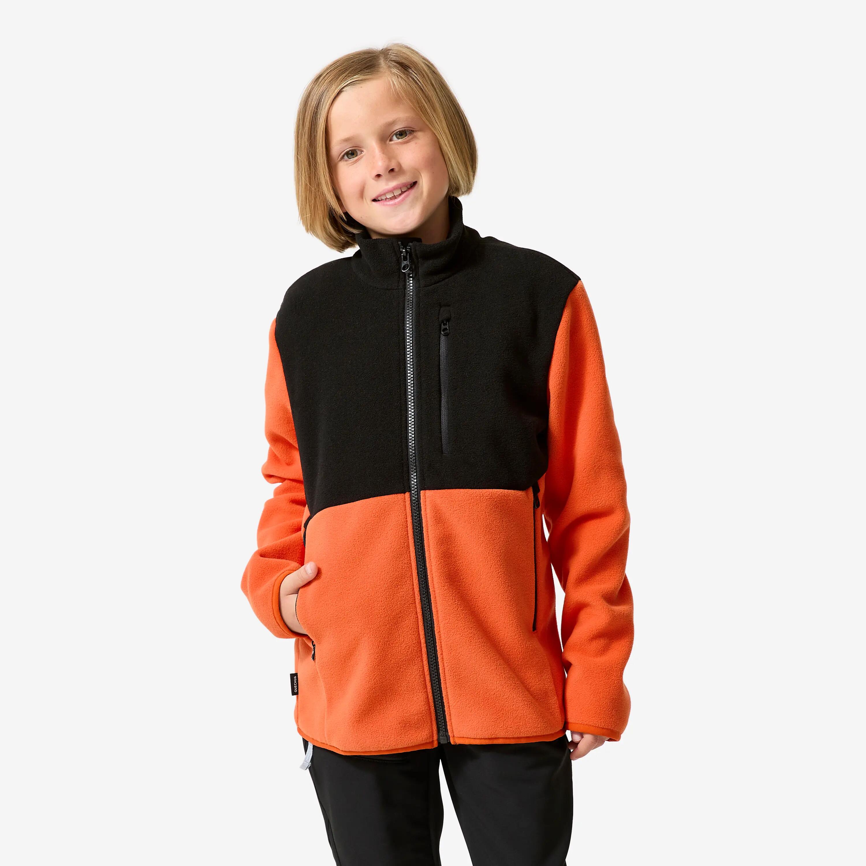 Kids Hiking Extra Warm Fleece Jacket Orange MH500 -  1