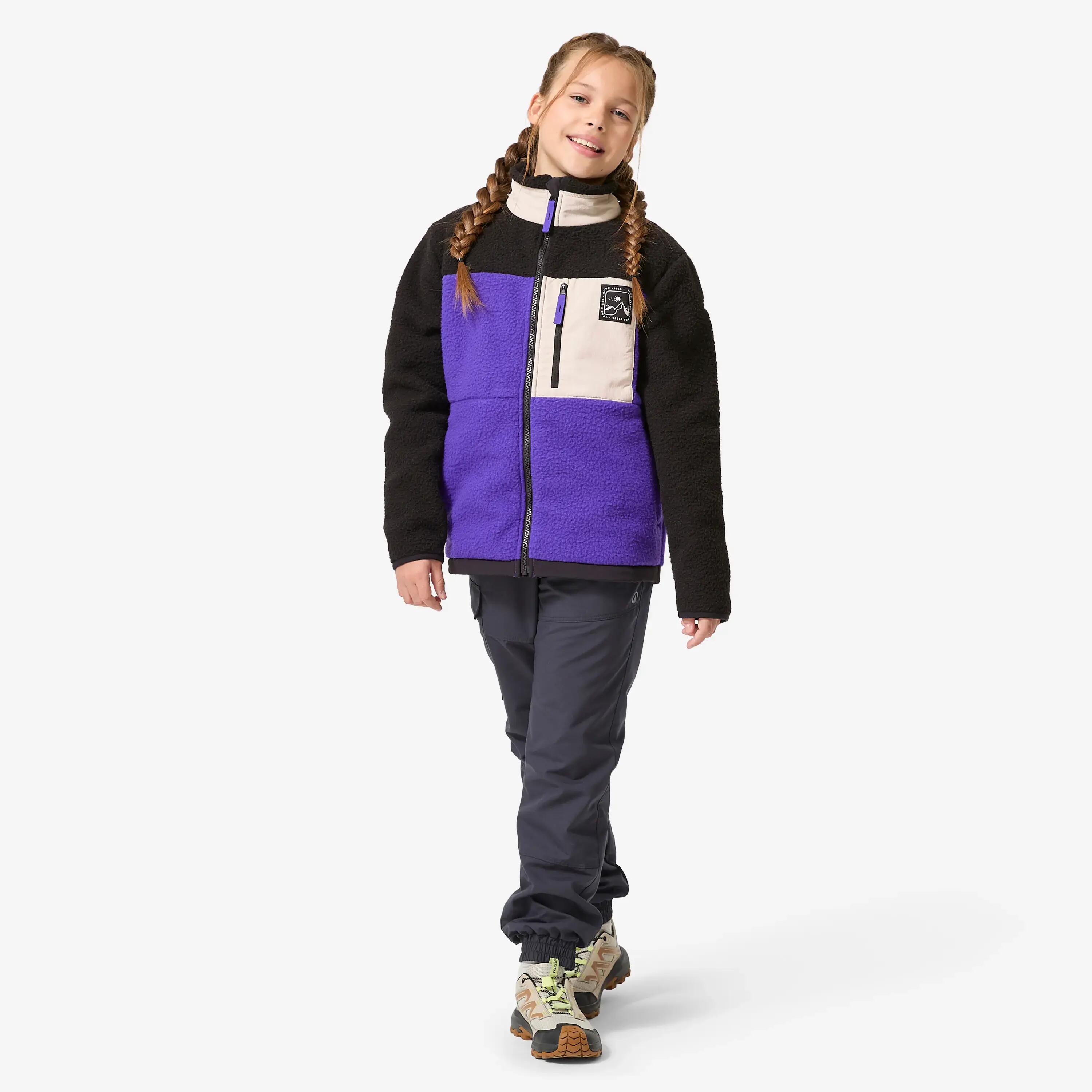 Kids’ warm sherpa fleece jacket, 7-15 years, NH900 - Purple -  2