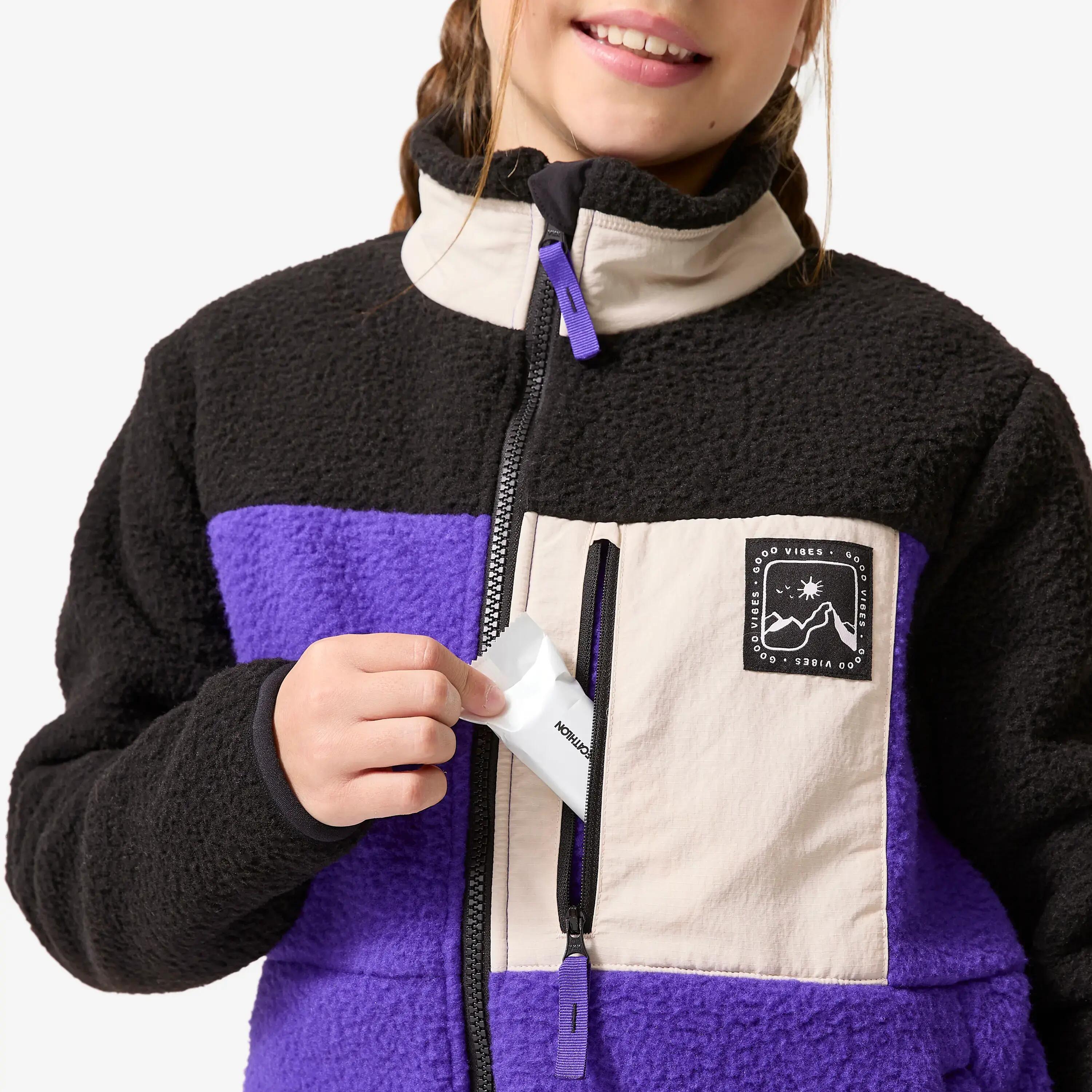 Kids’ warm sherpa fleece jacket, 7-15 years, NH900 - Purple -  5