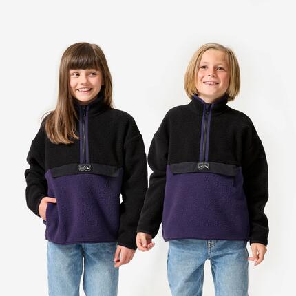 Kindersweater met halve rits NH500 7-15 jaar sherpa-fleece zwart