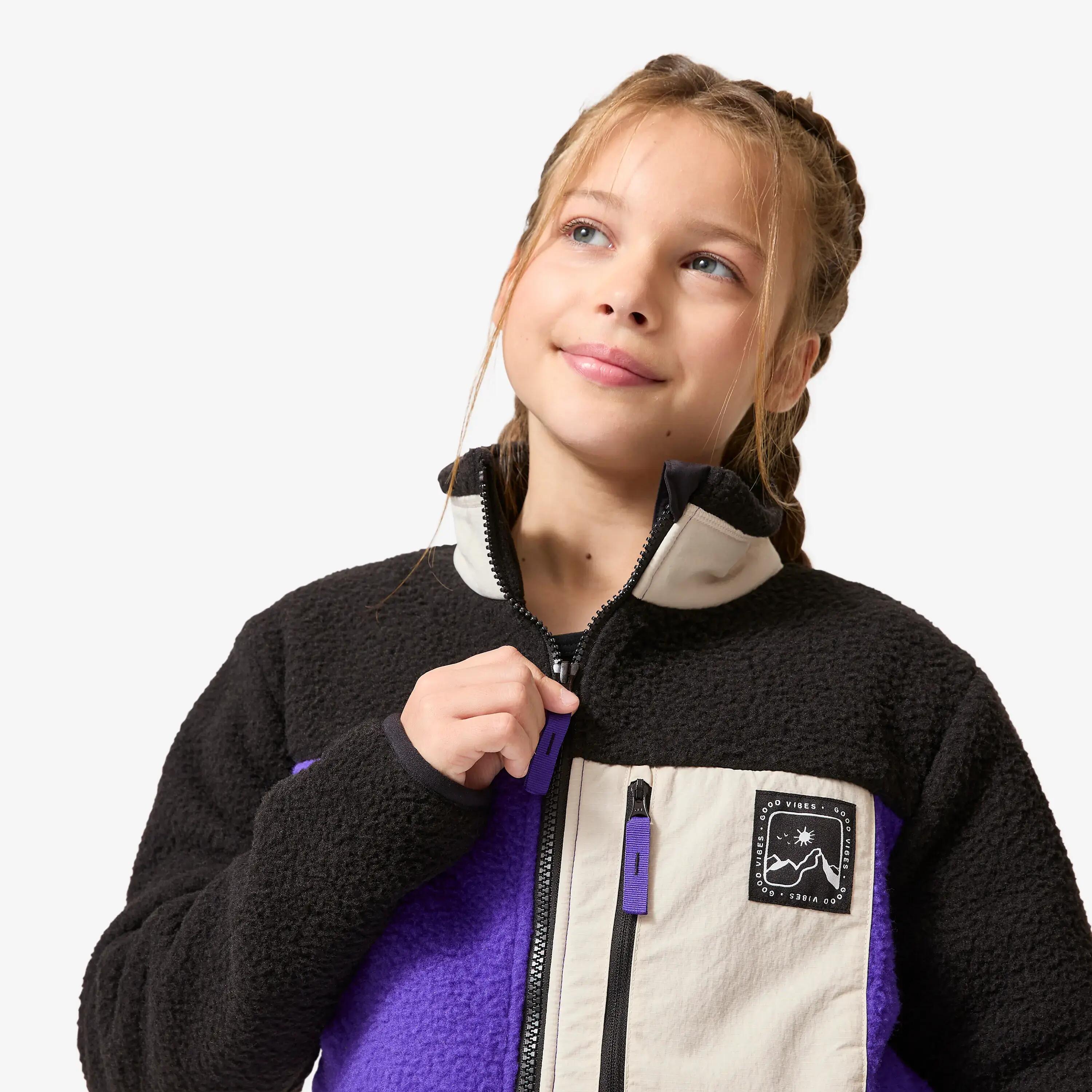 Kids’ warm sherpa fleece jacket, 7-15 years, NH900 - Purple -  4