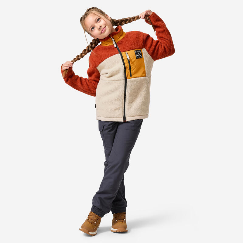Jachetă fleece sherpa chaude copii 7-15 ani, NH 900 zip Bej-Maro