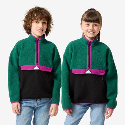 Sweater nh500 sherpa voor kinderen groen