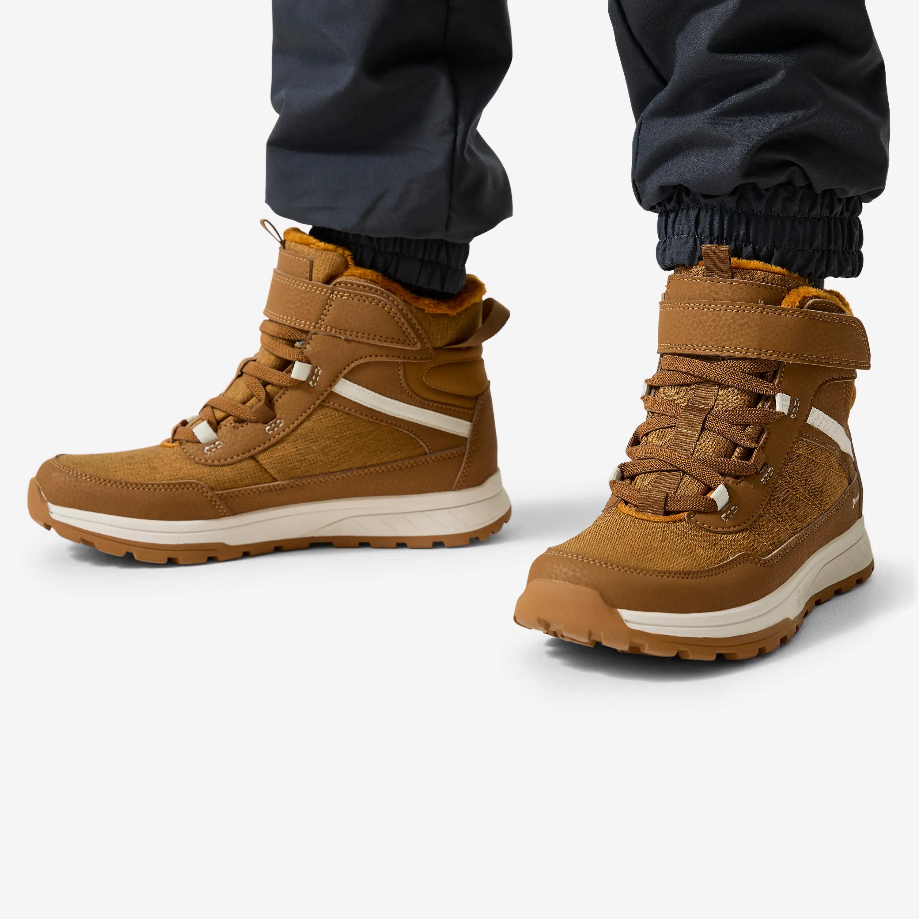 Kids’ Hook-and-Loop Waterproof Winter Boots, SH 500 Sizes 7.5C–6 8/9