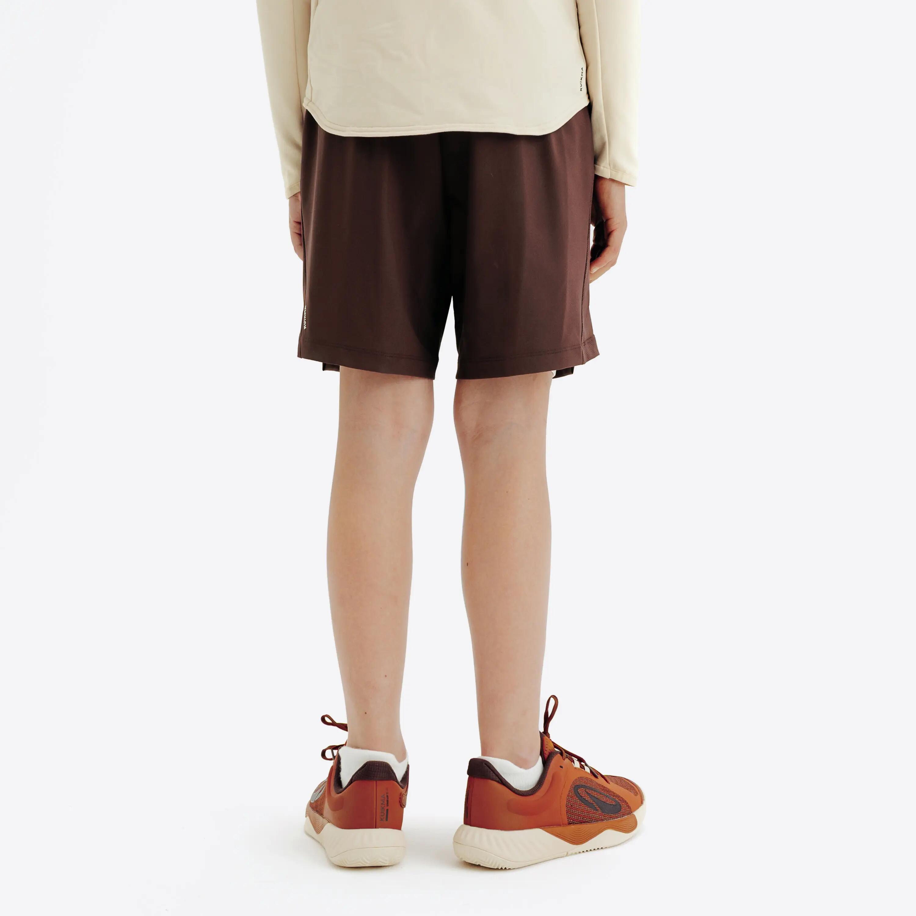 Pantalón corto de tenis térmico con shorty niño - TSH TH 500 beige marrón 2/3