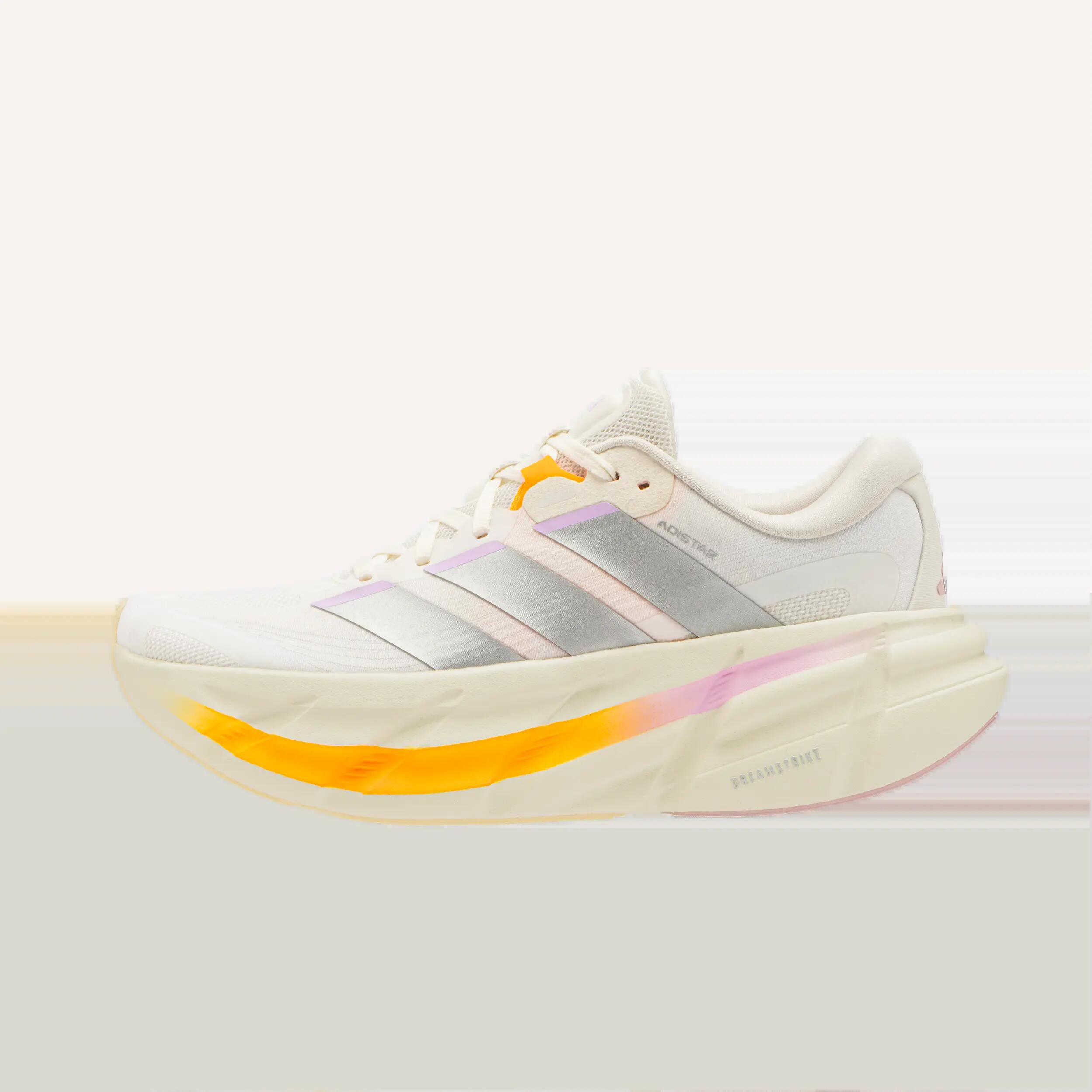 Încălțăminte de alergare pe șosea, adidas Adistar 5, alb, bej, portocaliu, damă 2/9