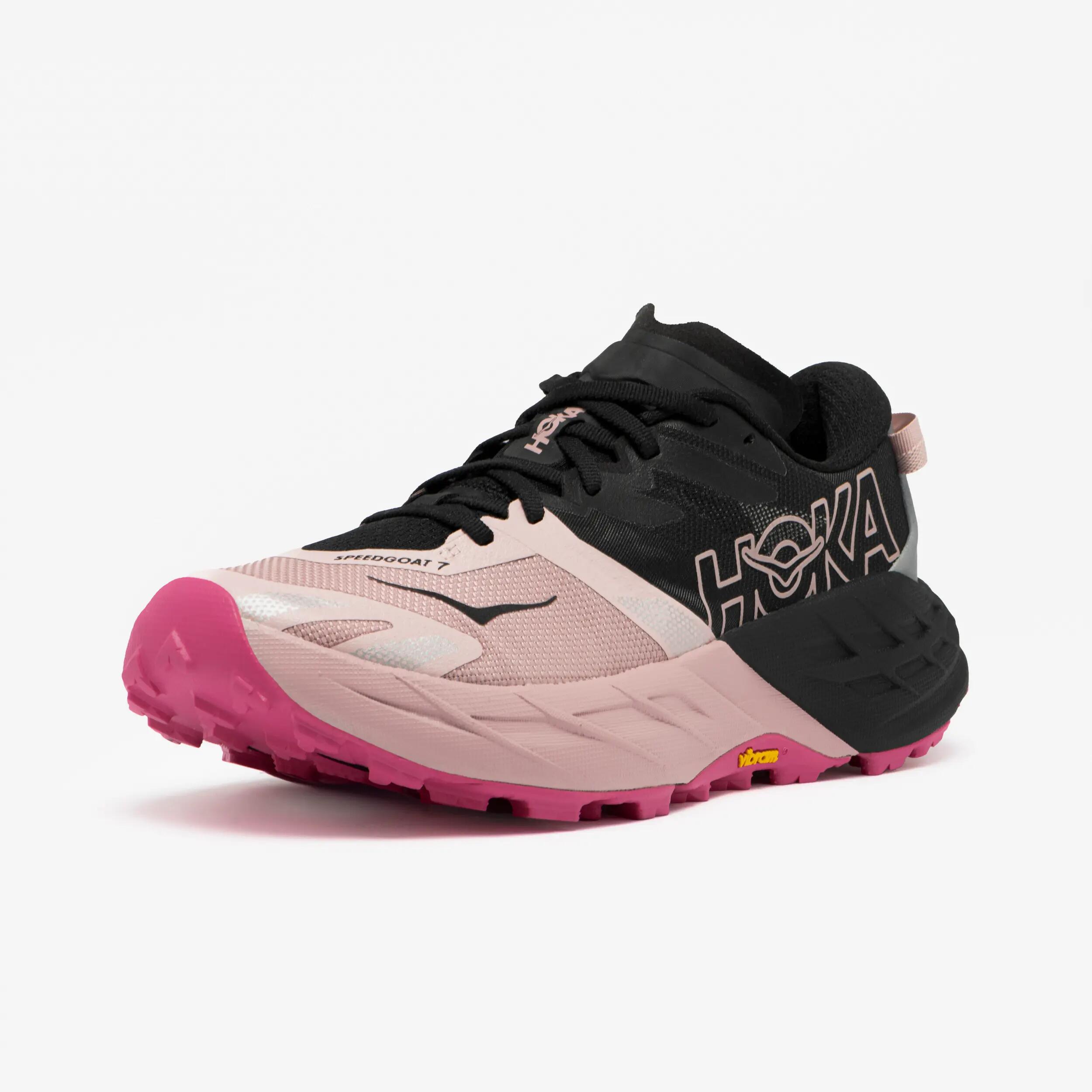 Chaussure de running femme, Hoka speedgoat 7 rose et noir 4/7