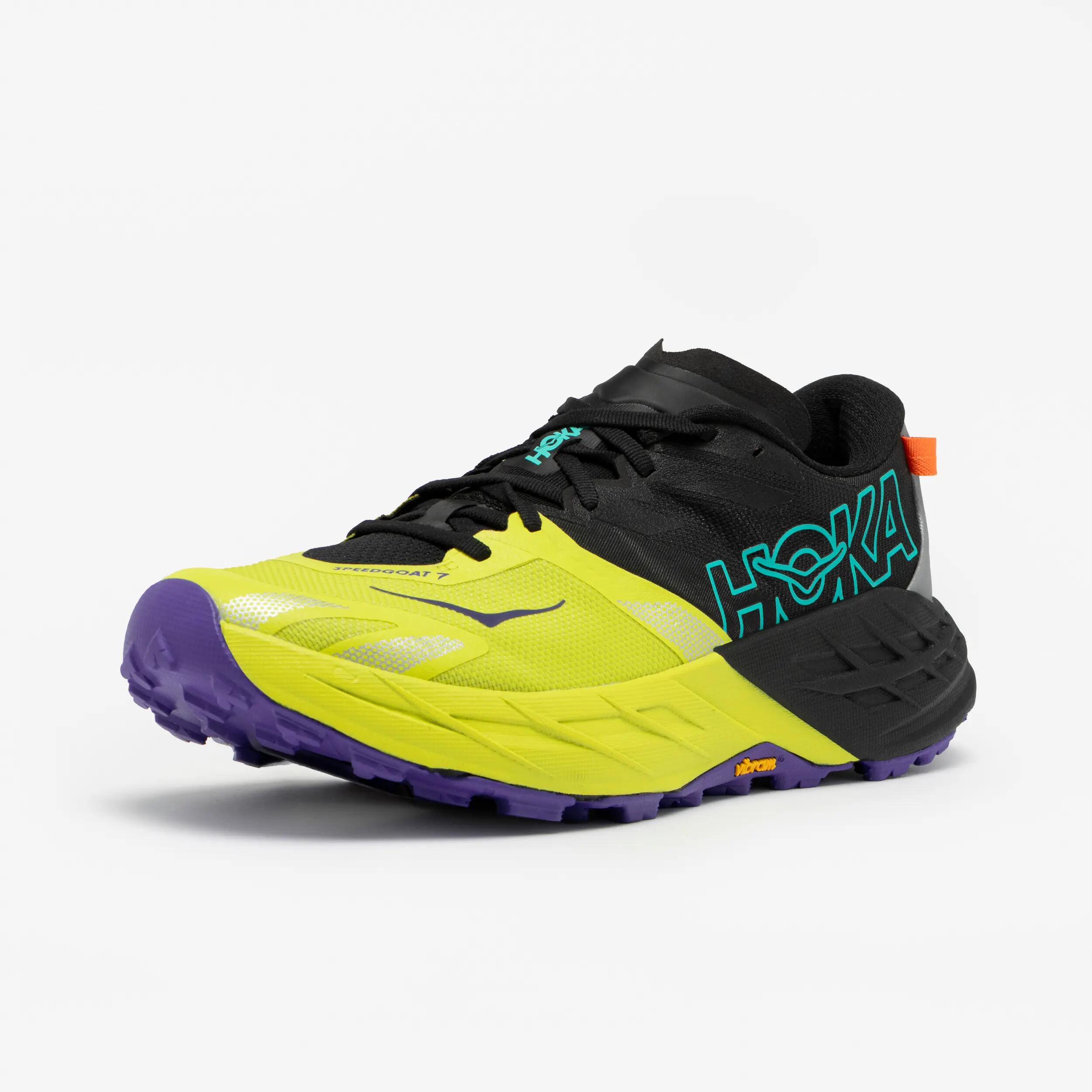 Sabatilles de trail running home Hoka Speedgoat 7 groc i negre  4/7