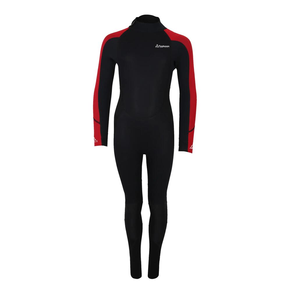 Kids’ sailing wetsuit 3/2mm neoprene, CENTER3 black/red