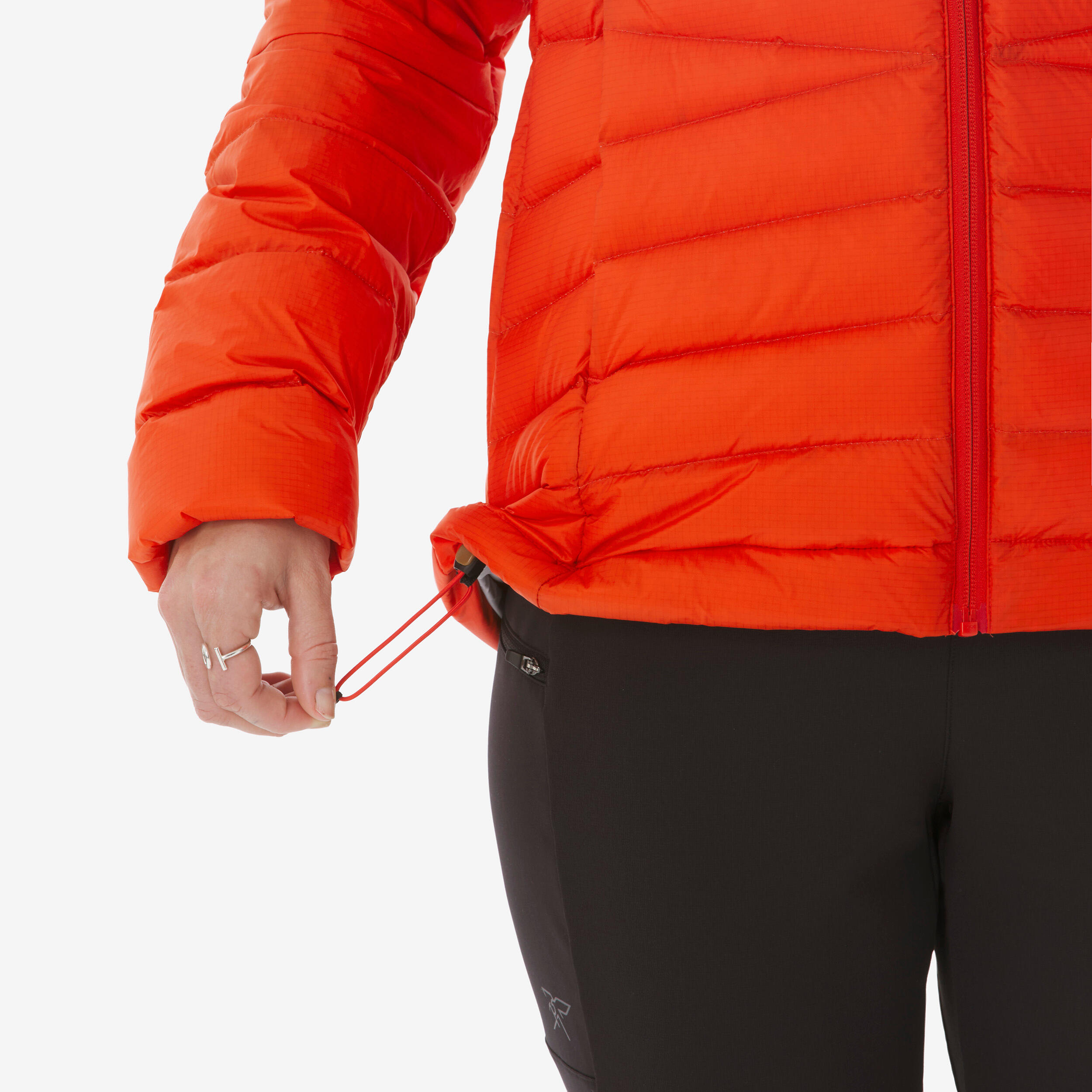 Daunenjacke mit Kapuze Trekking bis -10°C Damen, MT500 rot 7/11