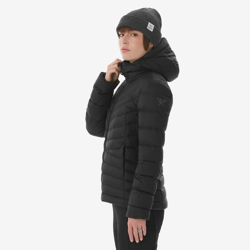 Kadın Outdoor Trekking Kapüşonlu Şişme Mont - Kuş Tüyü - Siyah - mt500 -10 °C