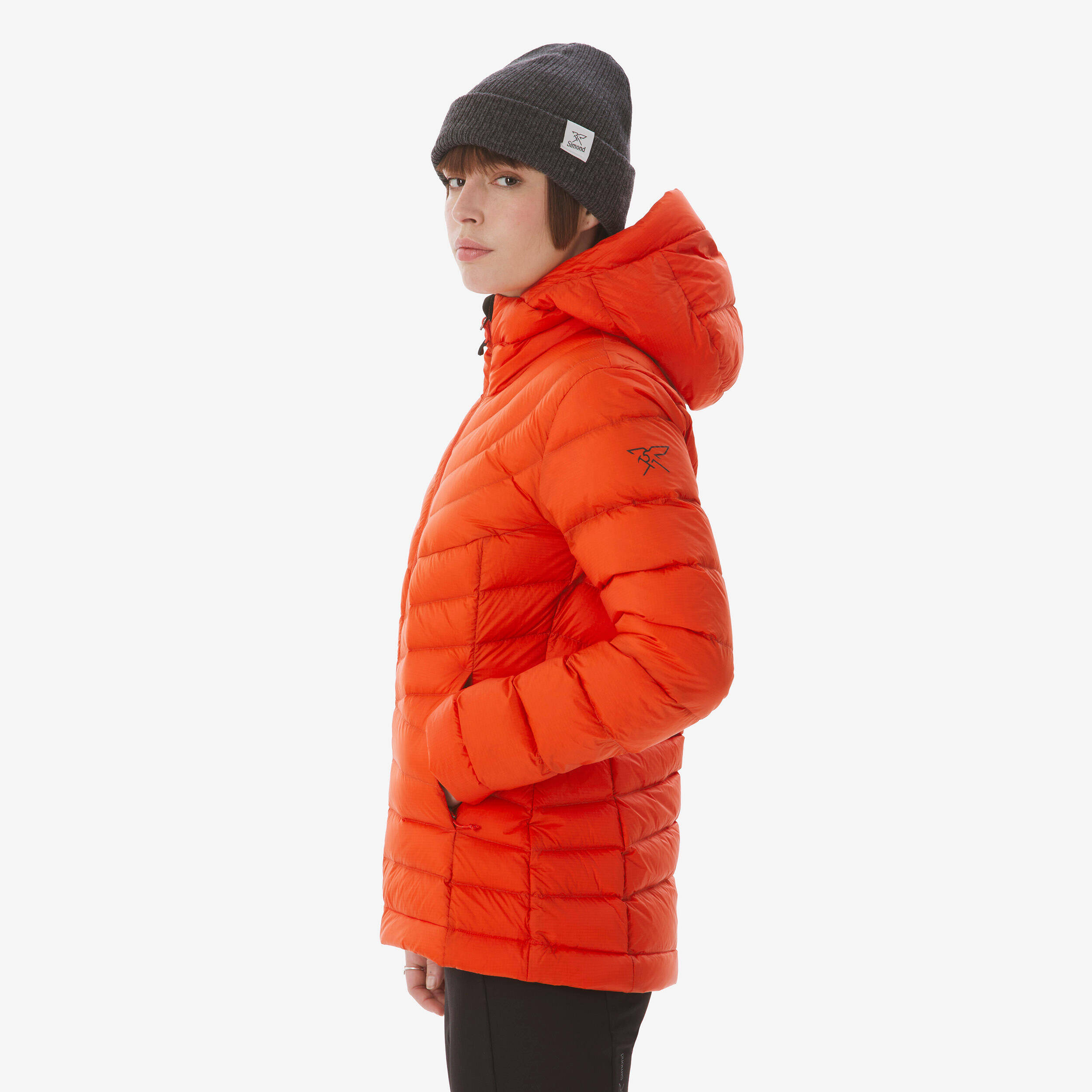 Women’s hooded down trekking jacket -10°C, MT500 - Red -  5