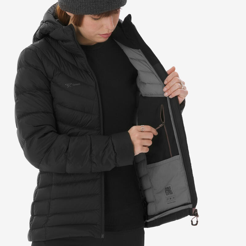 Kadın Outdoor Trekking Kapüşonlu Şişme Mont - Kuş Tüyü - Siyah - mt500 -10 °C