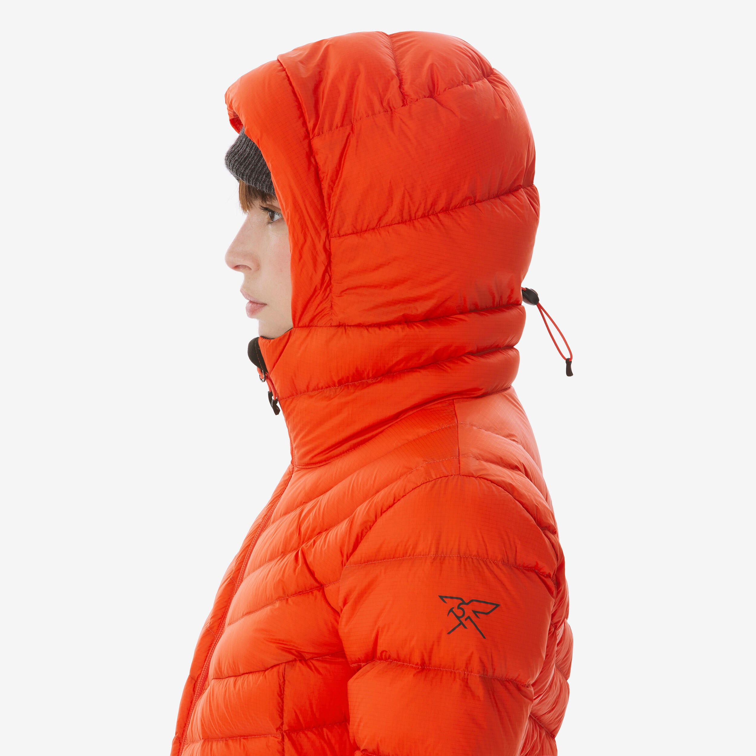 Daunenjacke mit Kapuze Trekking bis -10°C Damen, MT500 rot 3/11
