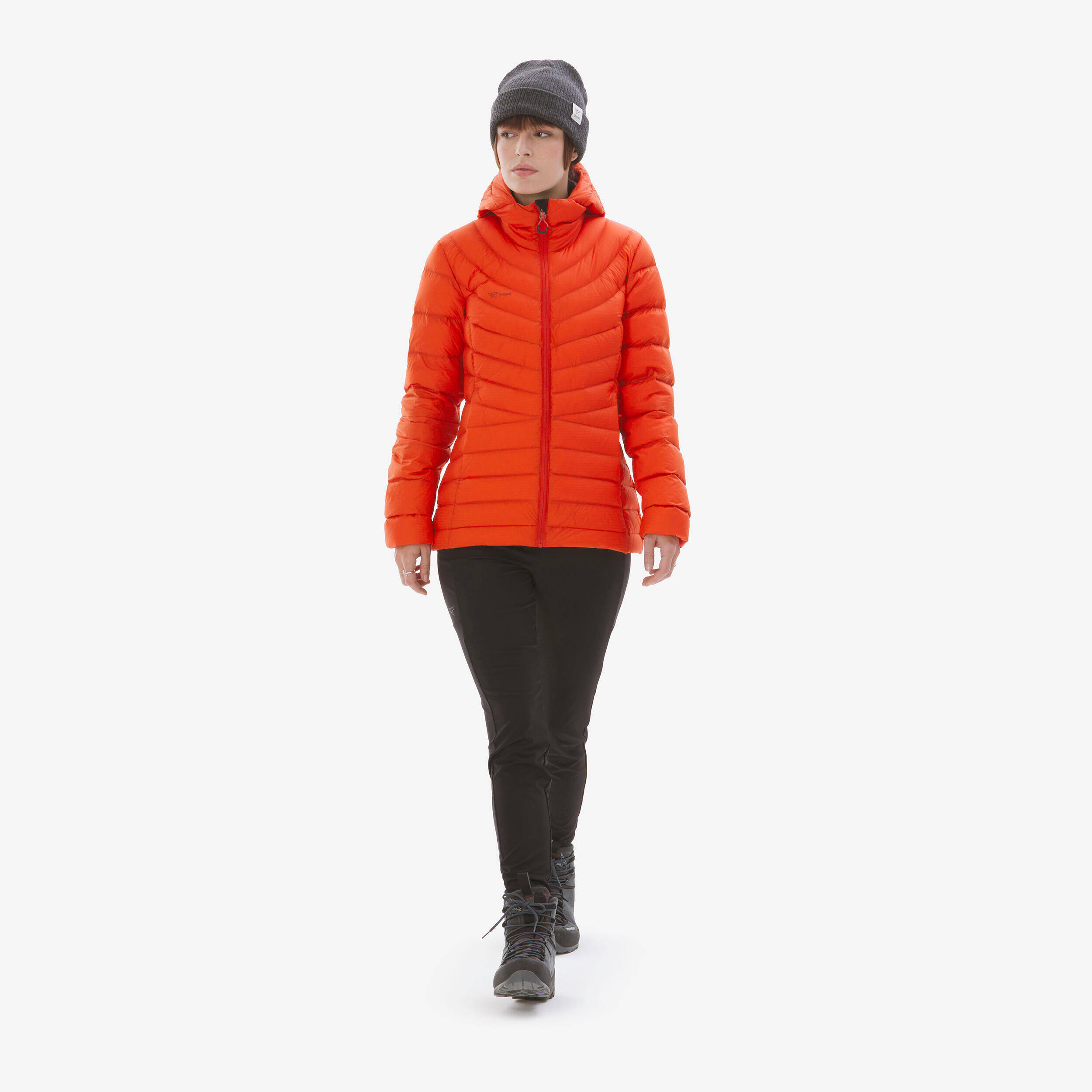 Women’s hooded down trekking jacket -10°C, MT500 - Red -  2