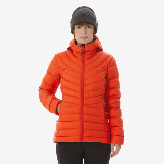 Doudoune de trek en duvet à capuche -10°C femme, MT500 rouge