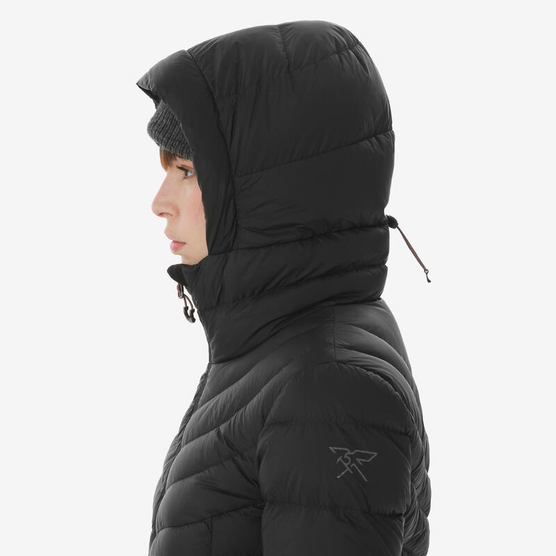 Kadın Outdoor Trekking Kapüşonlu Şişme Mont - Kuş Tüyü - Siyah - mt500 -10 °C