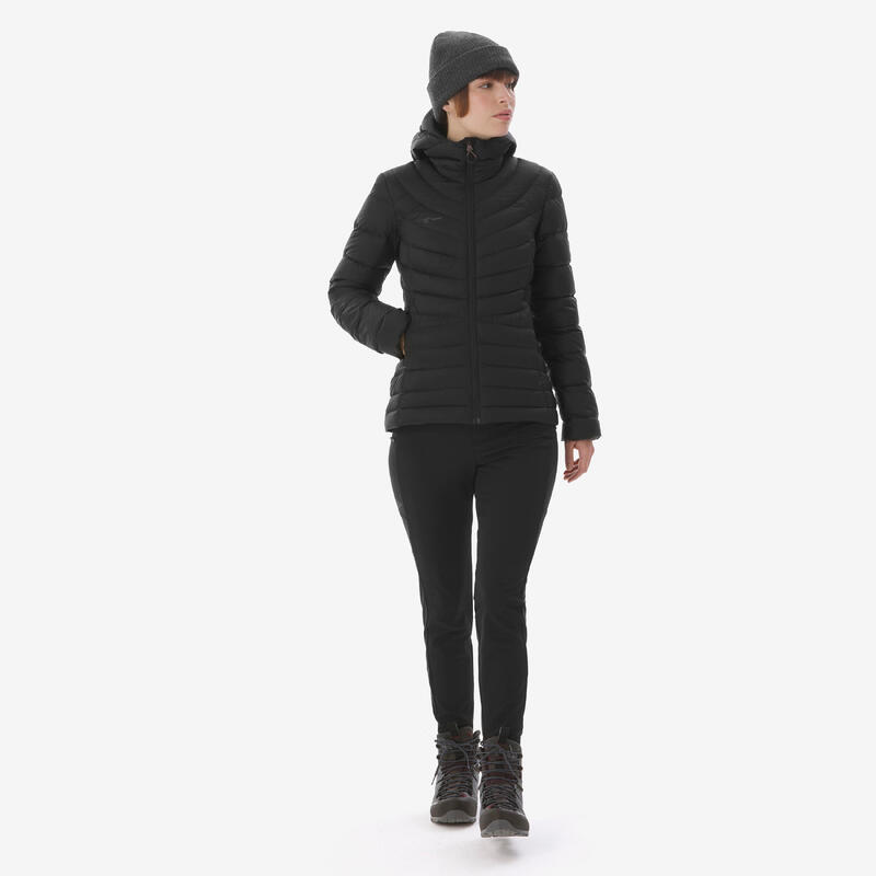 Kadın Outdoor Trekking Kapüşonlu Şişme Mont - Kuş Tüyü - Siyah - mt500 -10 °C