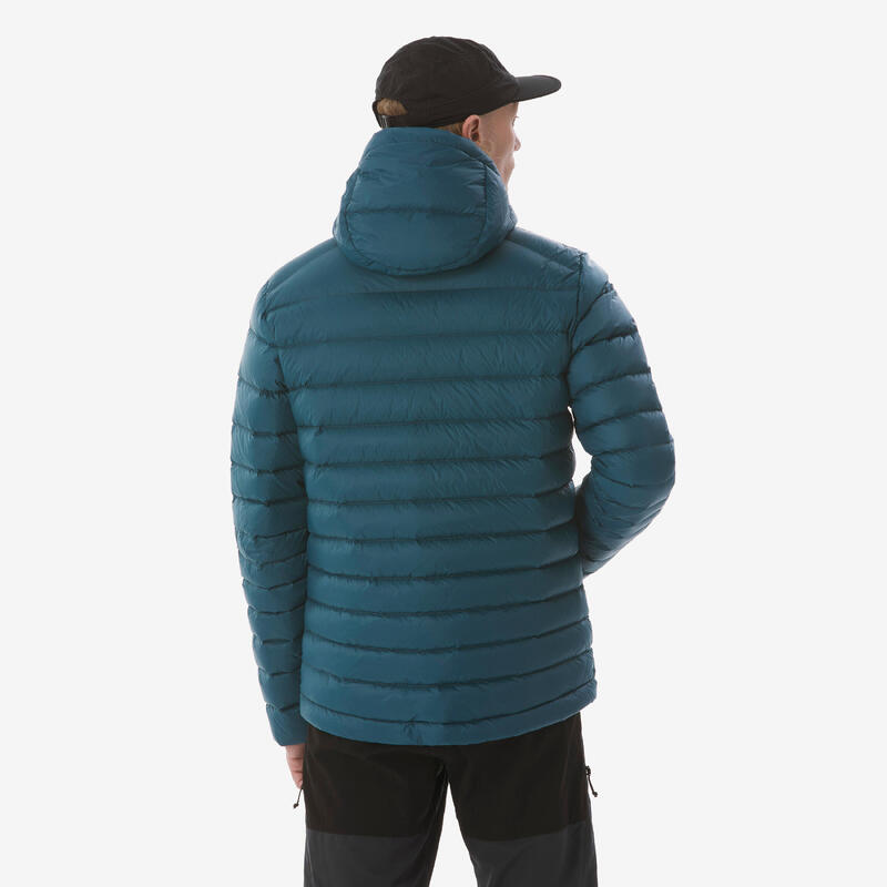 Erkek Outdoor Trekking Kapüşonlu Şişme Mont - Kuş Tüyü - Mavi - mt500 -10 °C