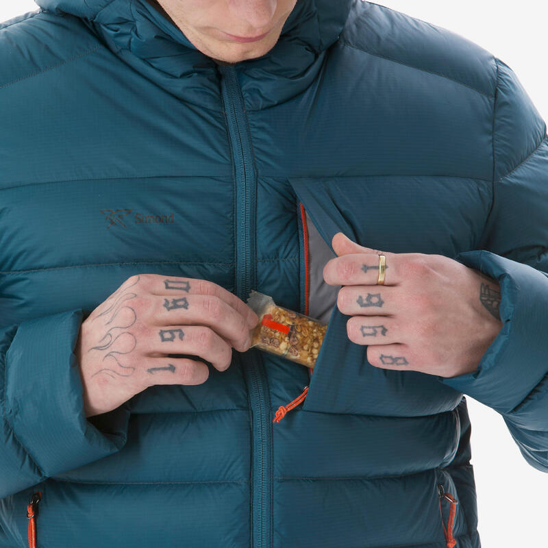 Erkek Outdoor Trekking Kapüşonlu Şişme Mont - Kuş Tüyü - Mavi - mt500 -10 °C