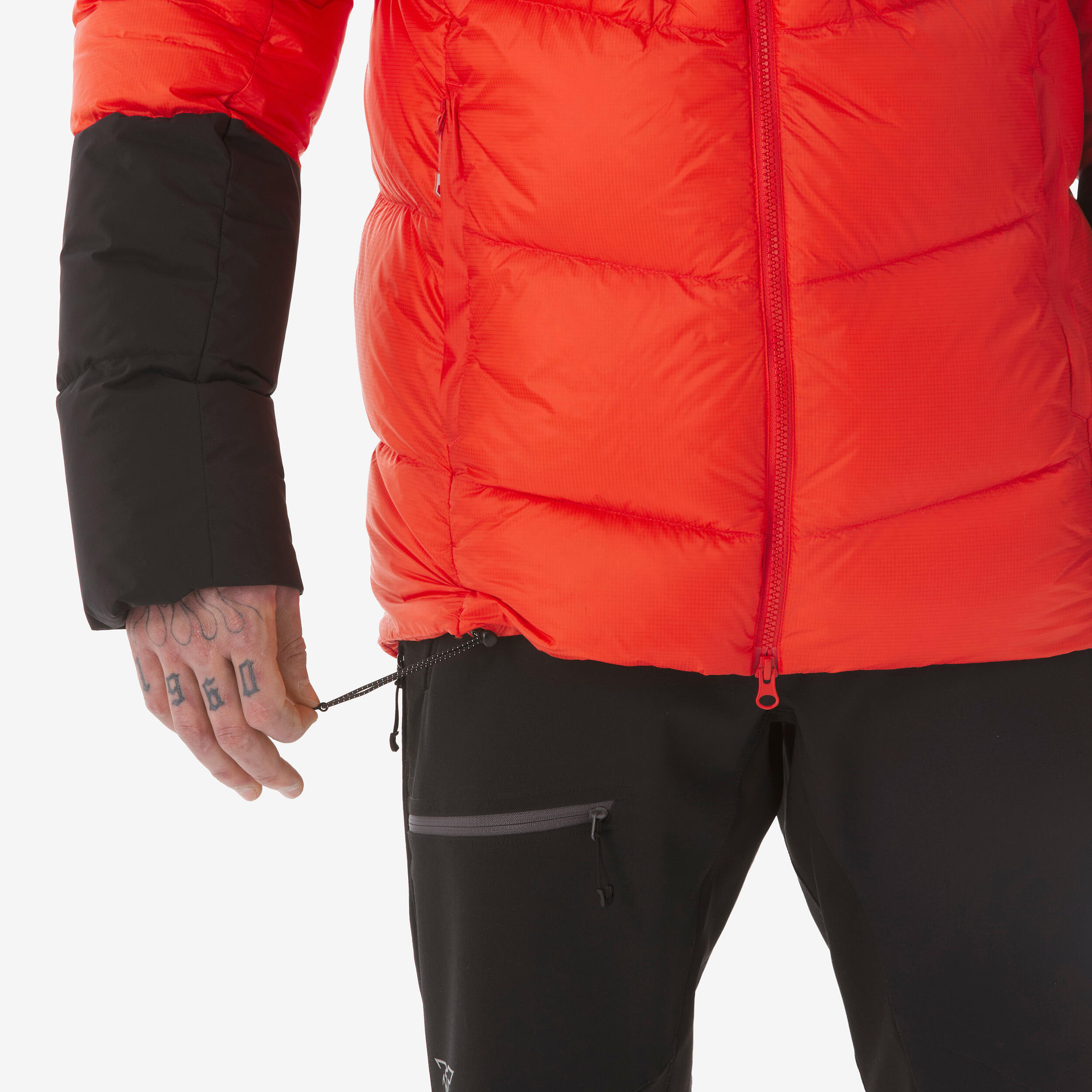 Doudoune d'alpinisme chaude en duvet homme, Makalu rouge 7/11