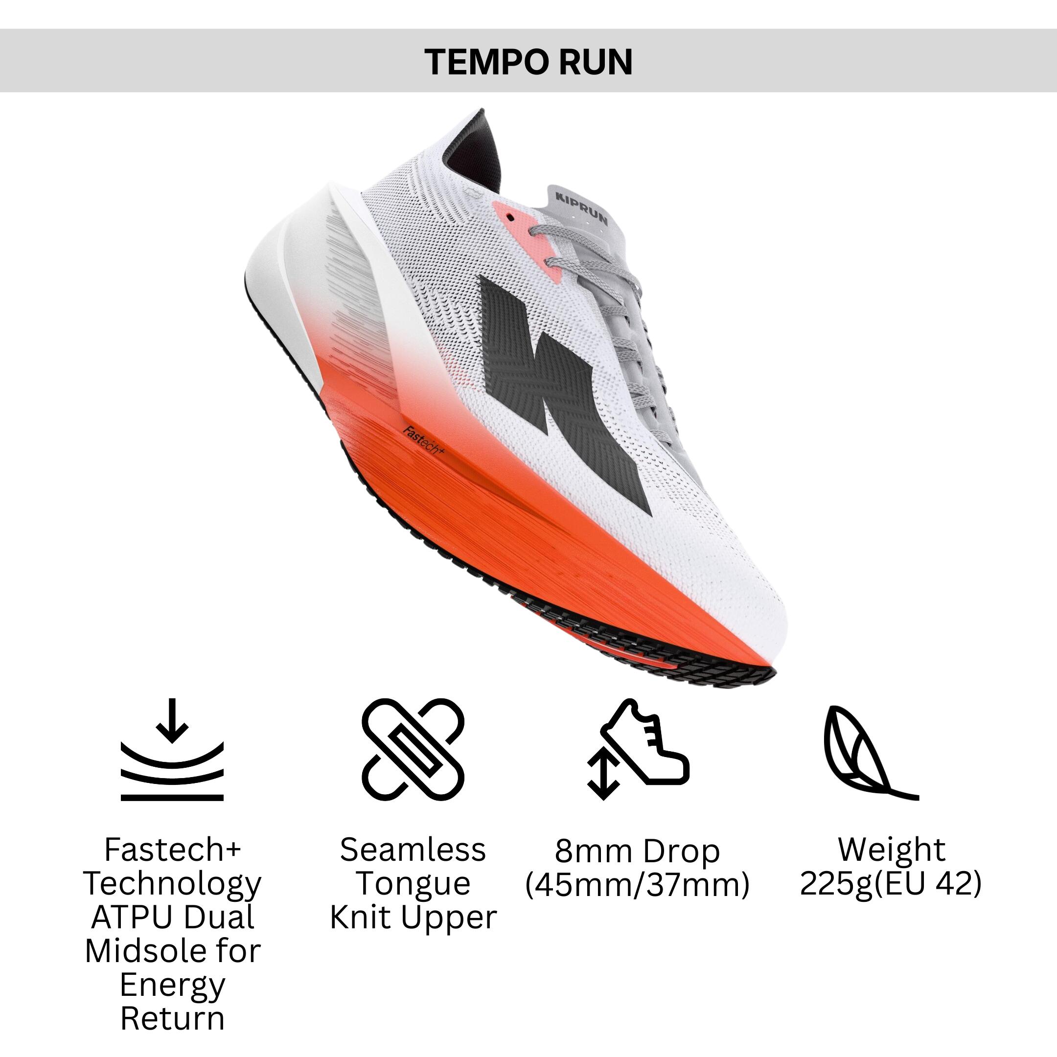 Men's Running Shoes Kiprun Kipstorm Tempo - White Orange