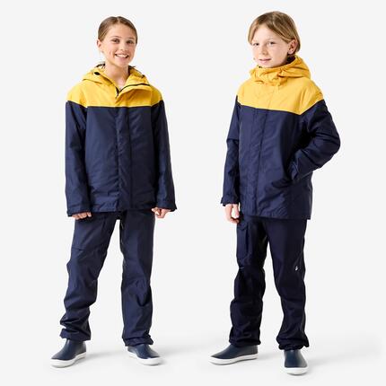 Veste de voile, chaude et imperméable, enfant, sailing 100, bleu navy / jaune