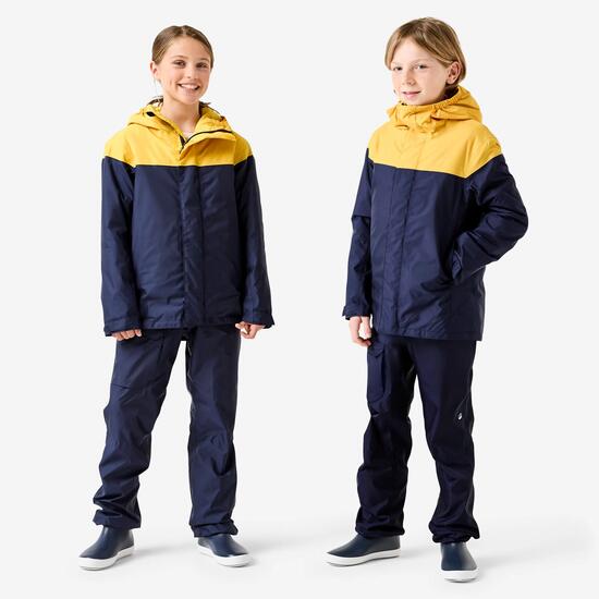 Veste de voile, chaude et imperméable, enfant, sailing 100, bleu navy / jaune