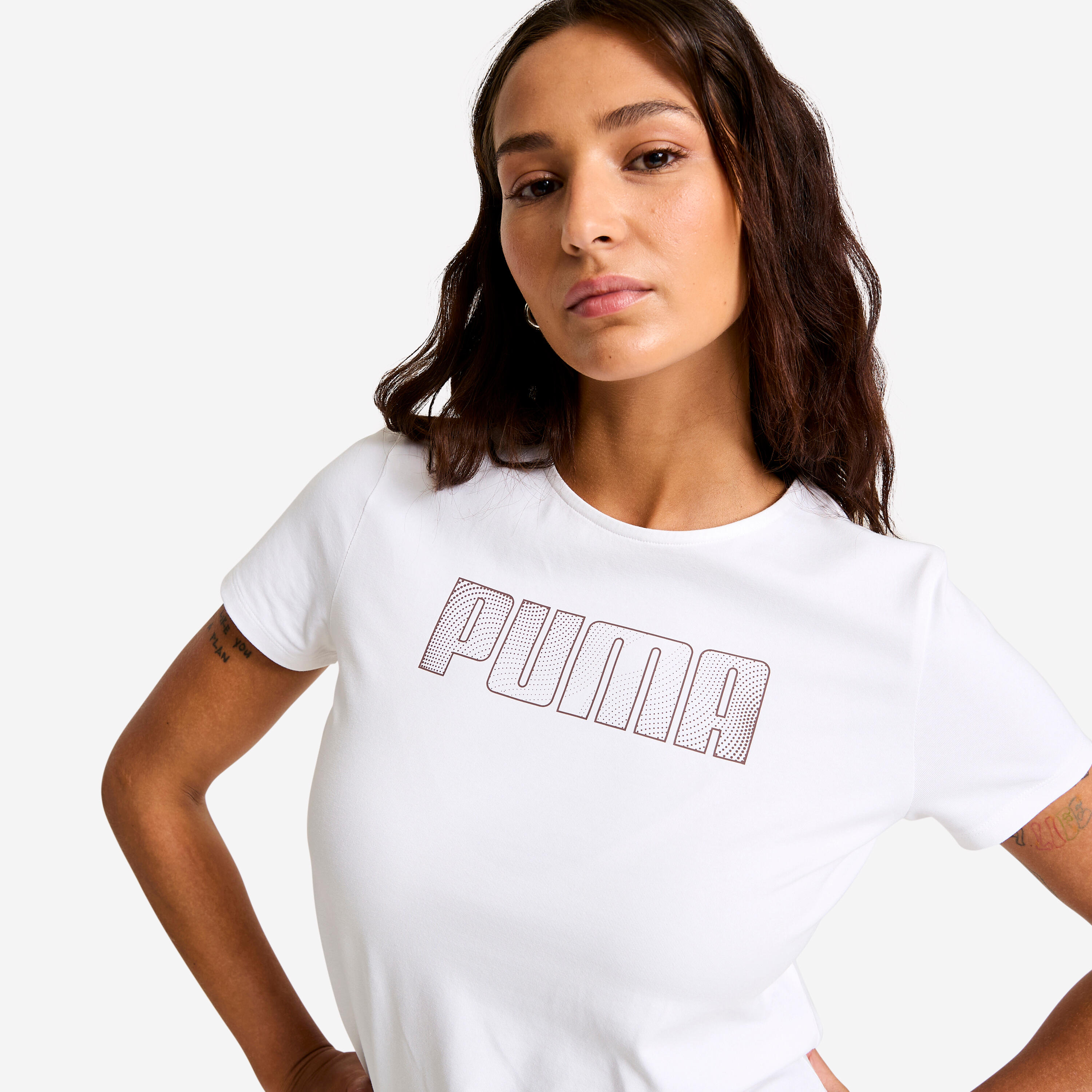 T-shirt de Fitness em Algodão Mulher Branco 7/7