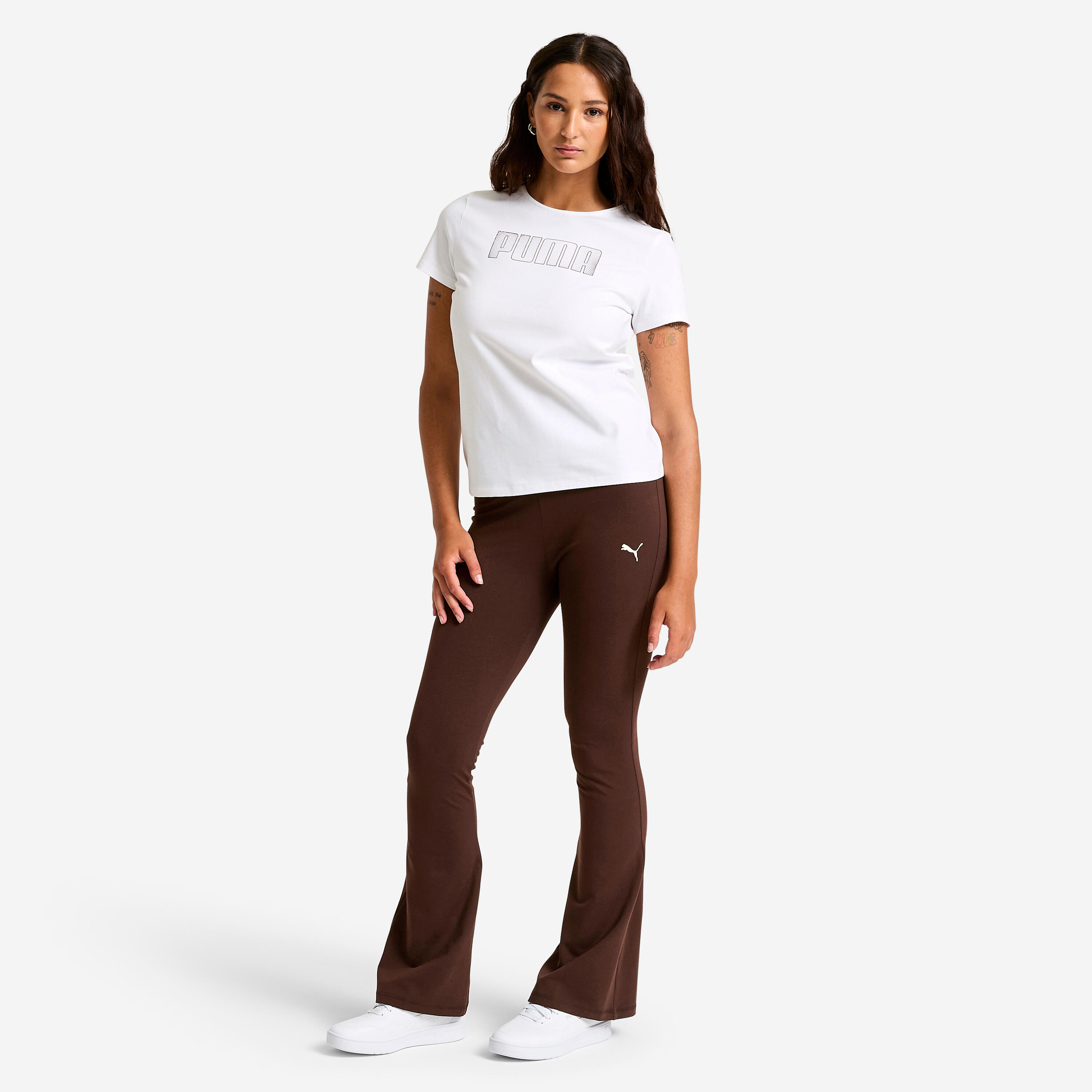 T-shirt de Fitness em Algodão Mulher Branco 2/7
