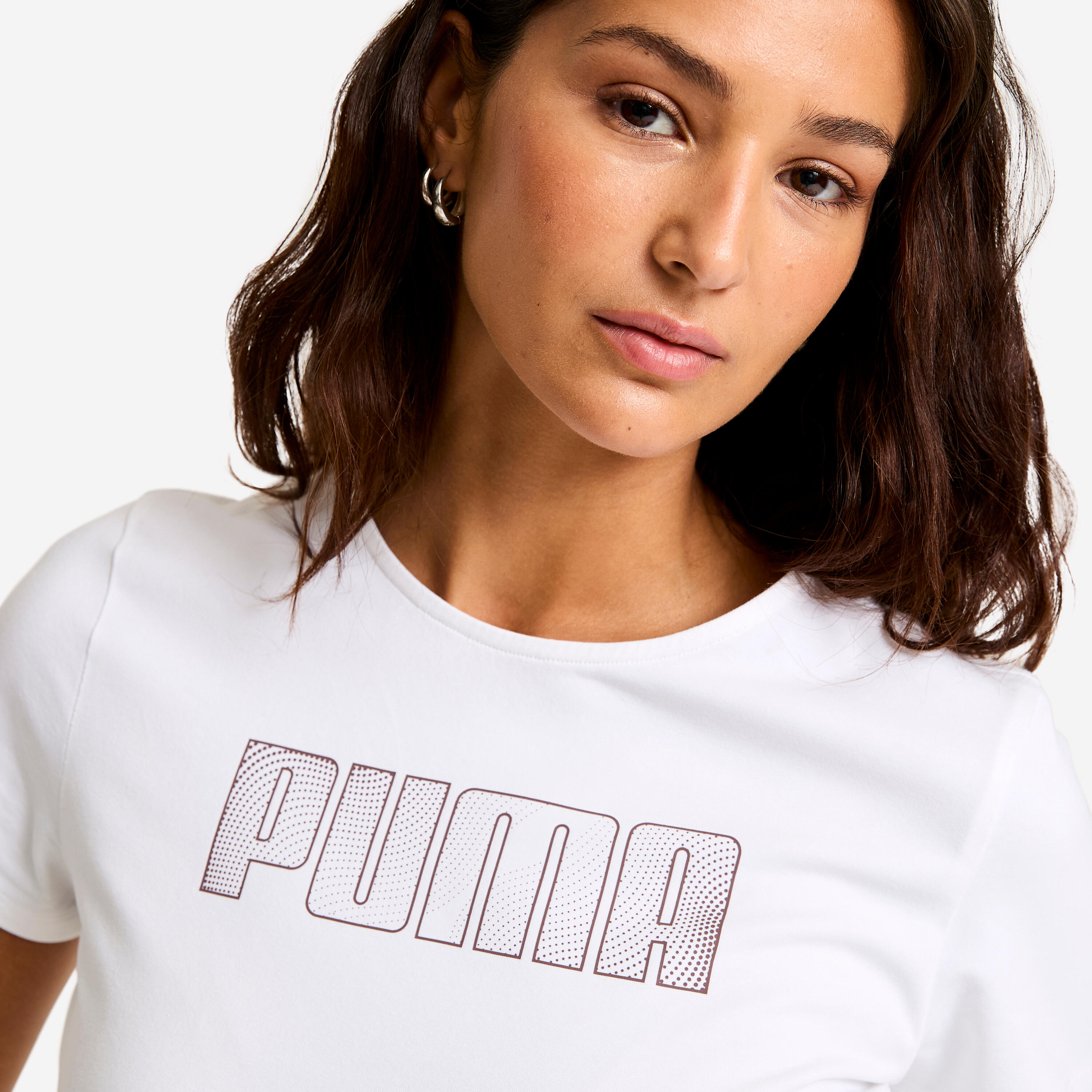 T-shirt de Fitness em Algodão Mulher Branco 6/7